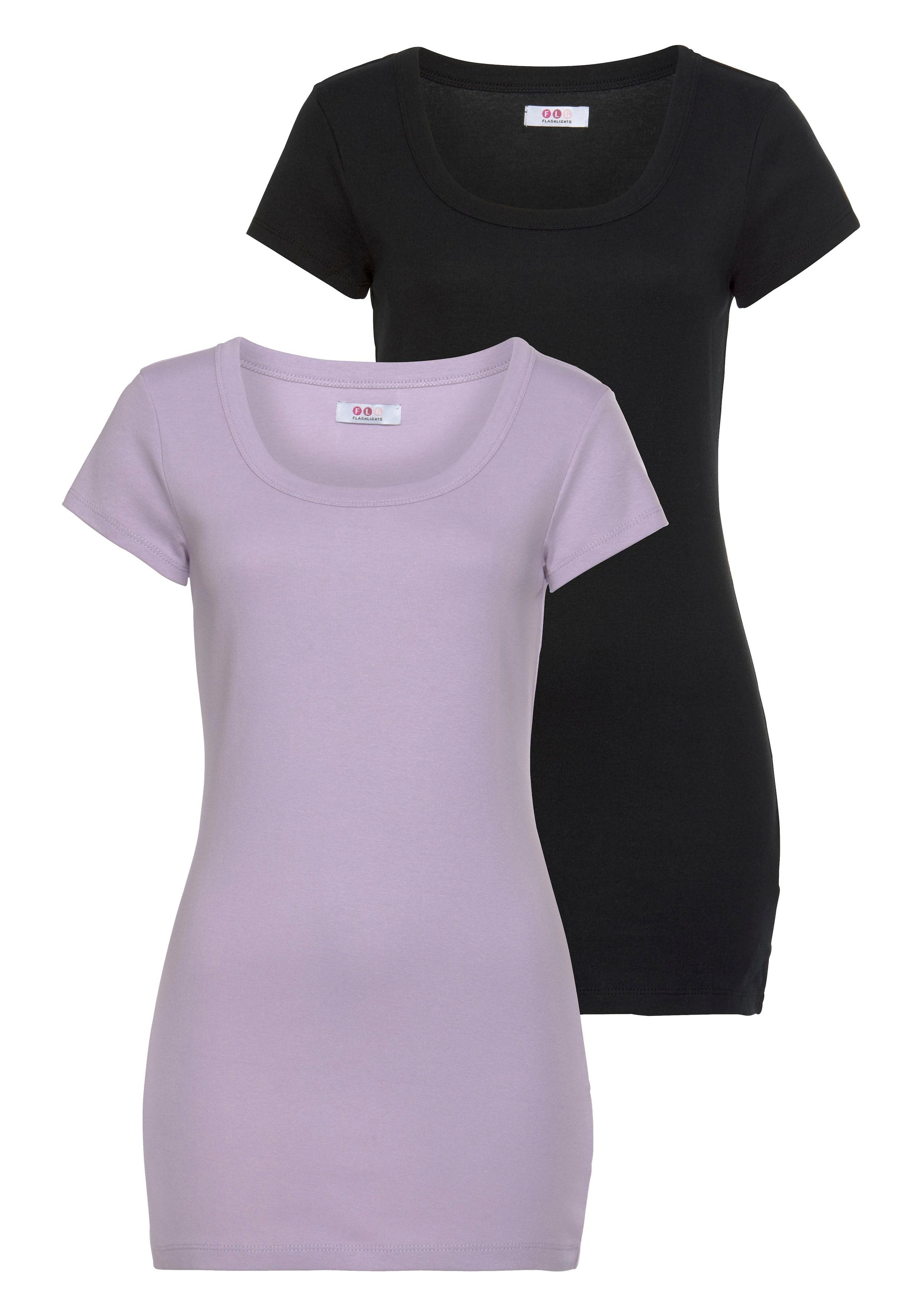 bestellen in Flashlights Online-Shop T-Shirt, 2er-Pack), Longform im (Packung,