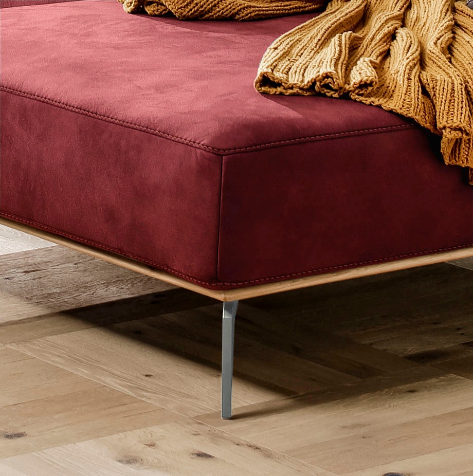 W.SCHILLIG Ecksofa »run, Designsofa mit tollem Sitzkomfort, bequem, L-Form«, mit elegantem Holzsockel, Füße in Silber matt, Breite 299 cm