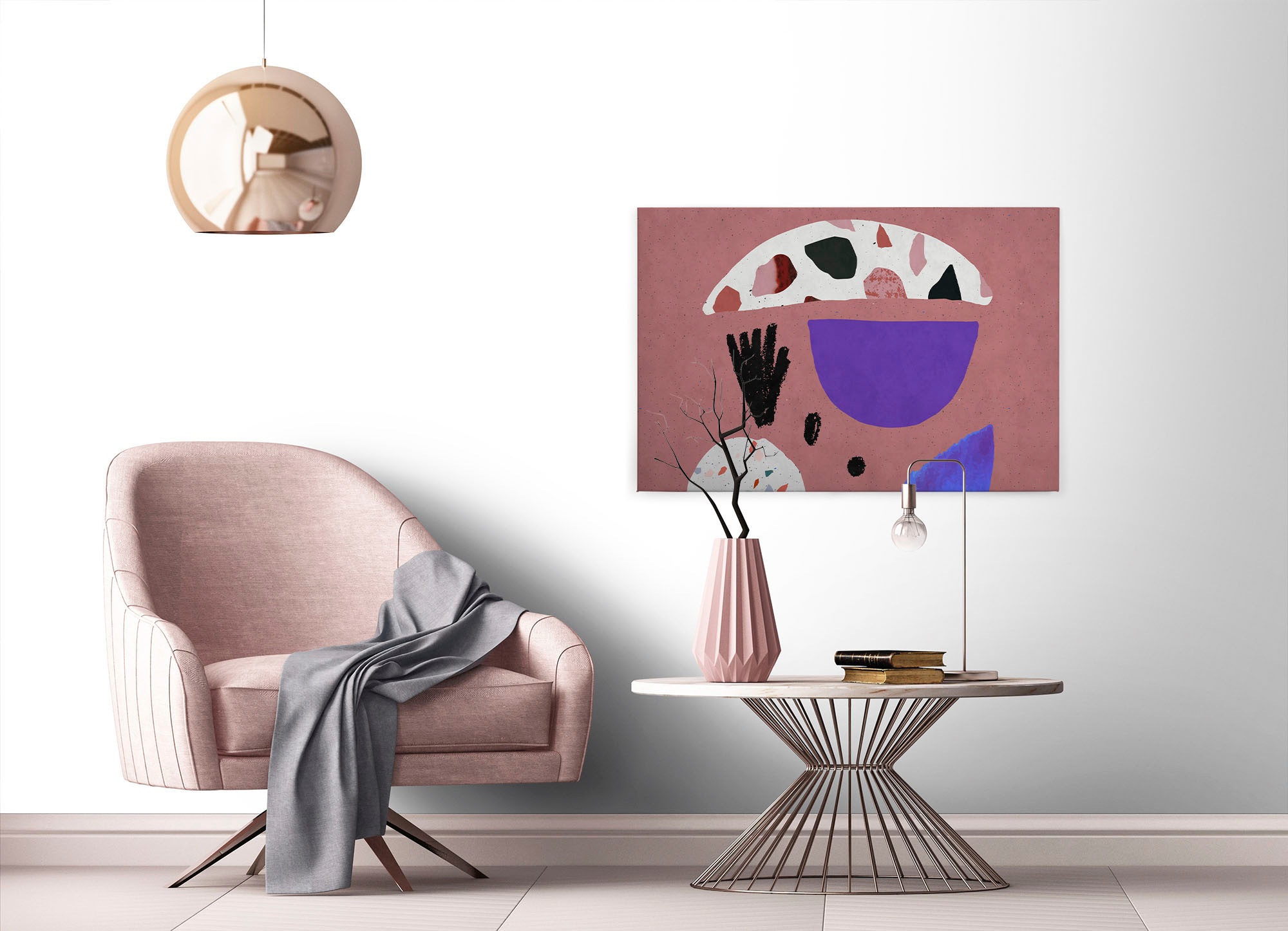 A.S. Création Leinwandbild »terrazzo 5«, Kunst-Abstrakt-Kinder, (1 St.), Keilrahmen Bild Abstrakt Bunt Rosa Leinwand-Bild Wohnzimmer modern