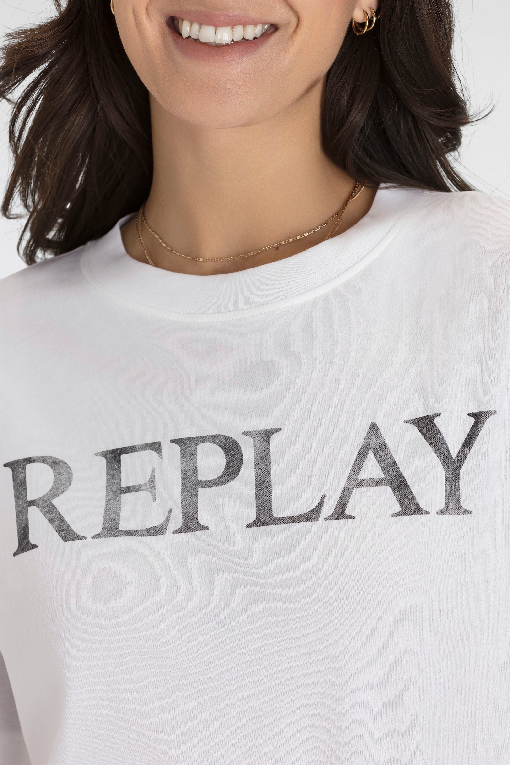 Replay T-Shirt, mit Markenprint vorne