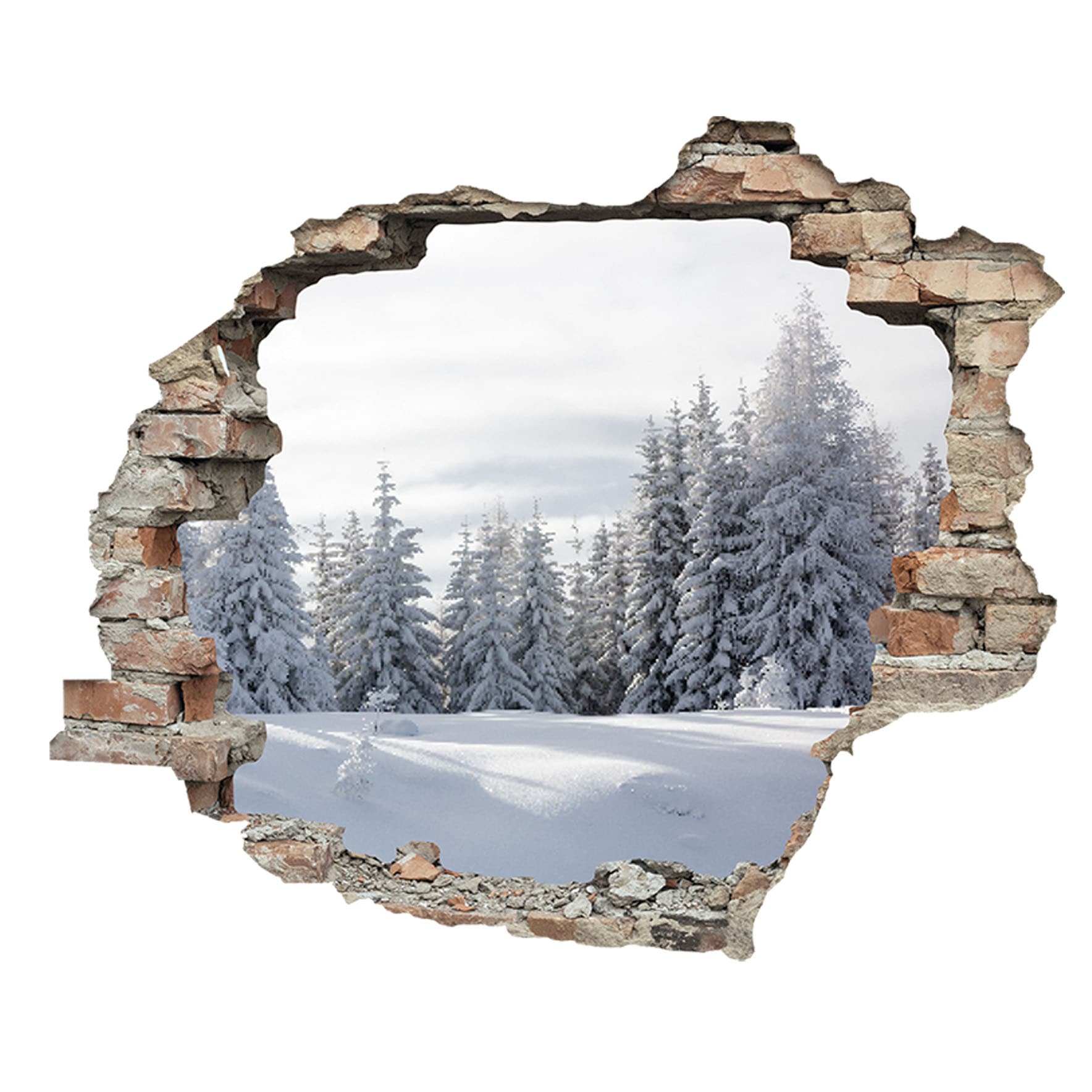 queence 3D-Wandtattoo »Tannenlandschaft im Schnee«, (1 St.), selbstklebender Wandsticker Weihnachten