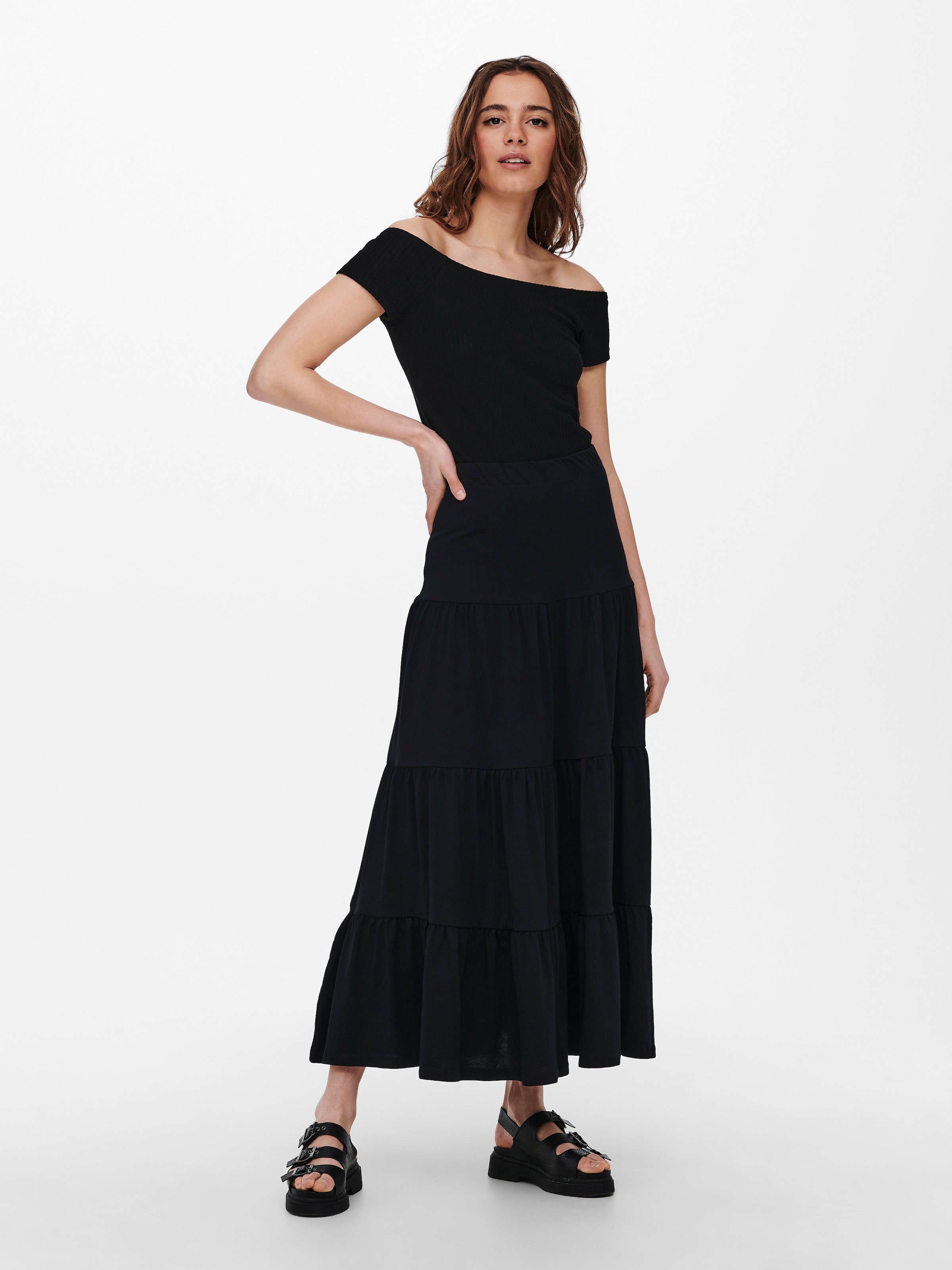 ONLY Maxirock »ONLMAY MAXI SKIRT« Baumwolle, mit Volant