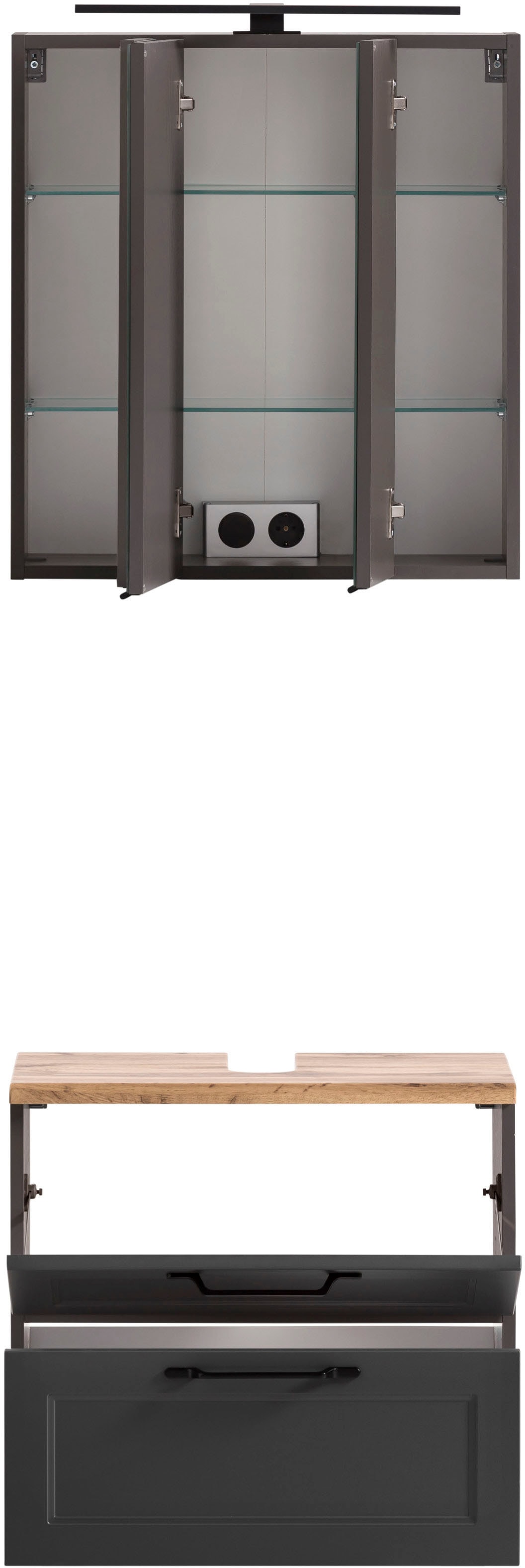 HELD MÖBEL Badmöbel-Set »Lana«, (Komplett-Set), 2-teilig, auf breit Badezimmer-Set, cm bestellen 60 Raten