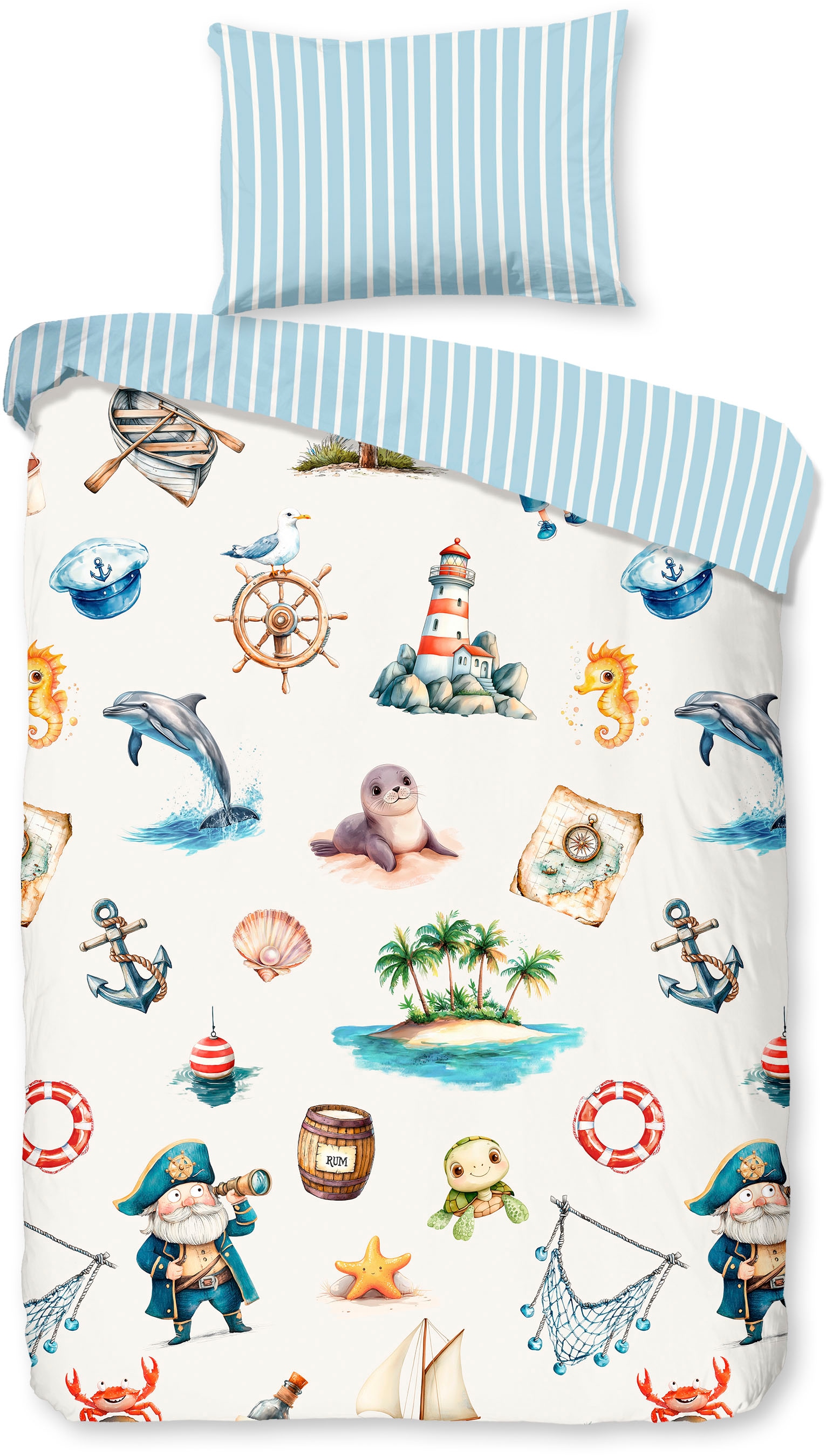 good morning Kinderbettwäsche »Capi« 2 Stk. Baumwolle, Renforcé, Wendeoptik, Kind, Baby, Maritim, Meer