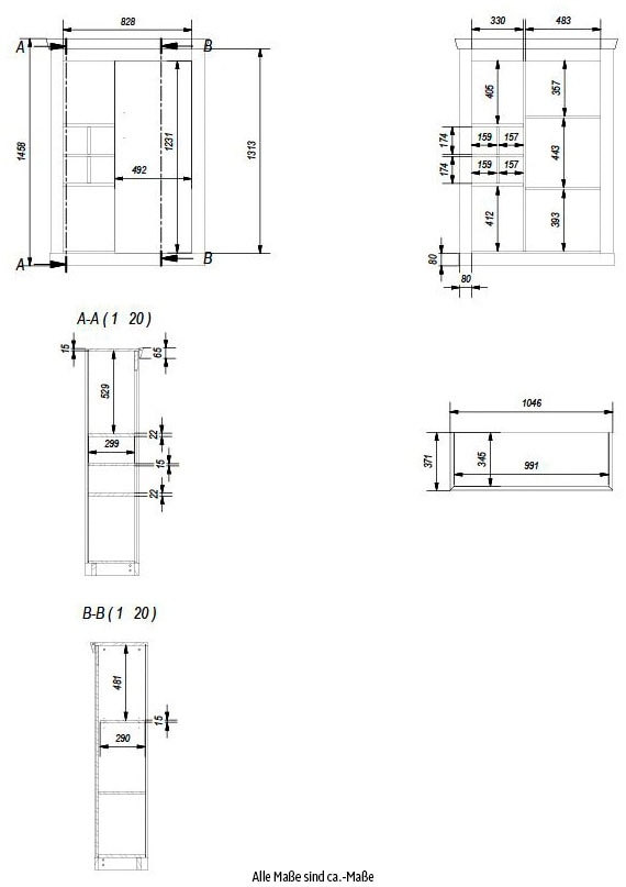 Home affaire Highboard »RAVENNA«, im romantischen Landhausstil, Griffe aus Metall, Höhe 146 cm