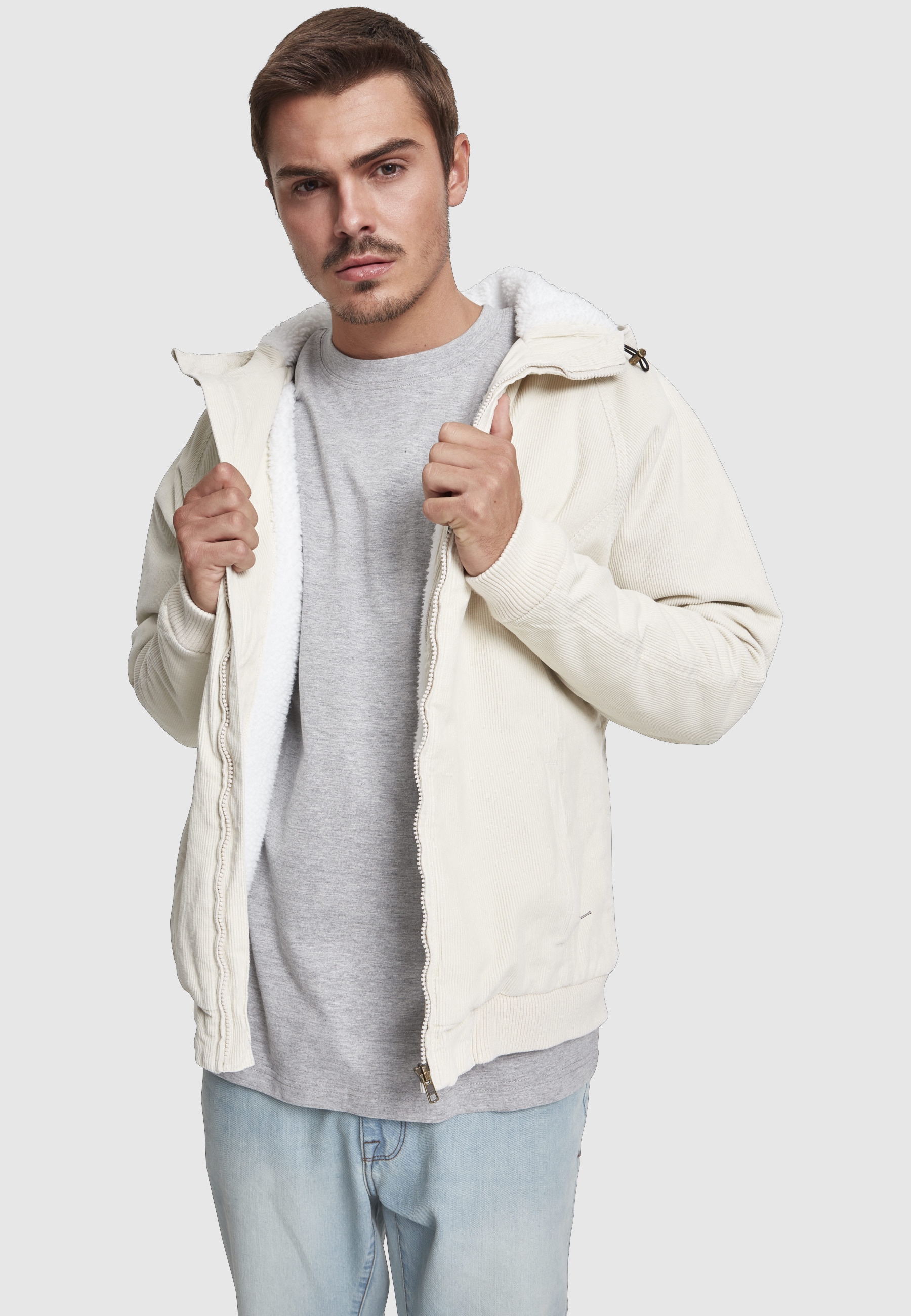 URBAN CLASSICS Winterjacke »Urban Classics Herren Hooded Corduroy Jacket« 1 Stk. tlg. mit Kapuze