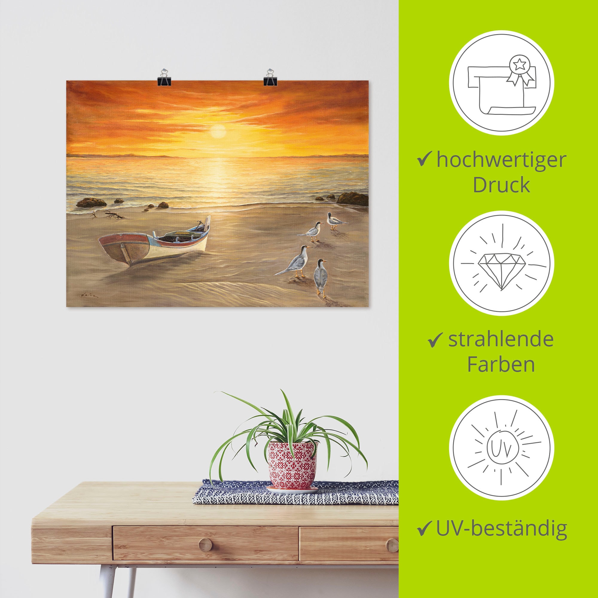 Artland Wandbild »Möwen«, Sonnenaufgang & -untergang, (1 St.), als Alubild, Outdoorbild, Leinwandbild, Poster in verschied. Größen