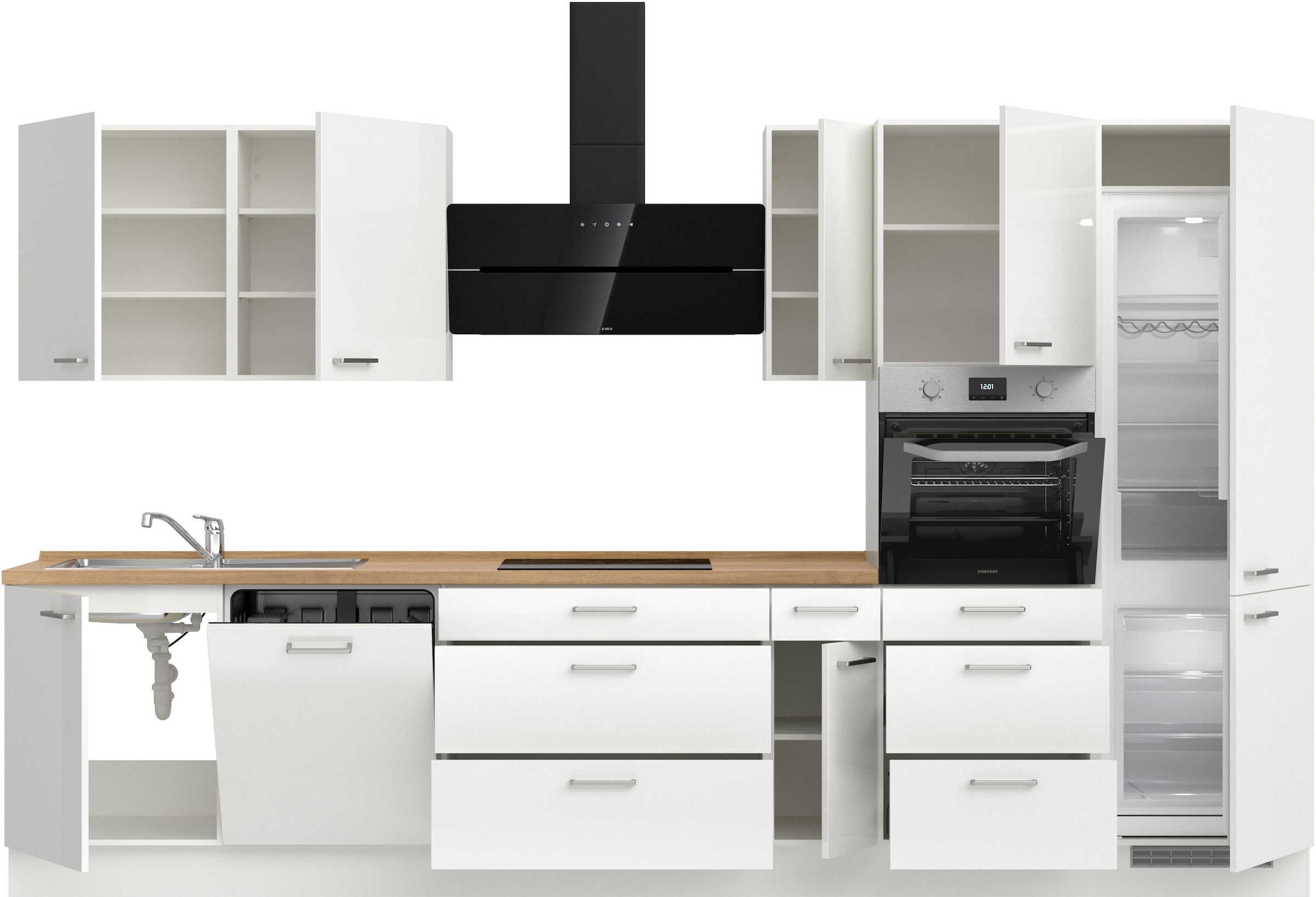 nobilia® Küchenzeile »"Flash II" mit Hochglanz Fronten«, vormontiert, Ausrichtung wählbar, Breite 360 cm, wahlw. mit E-Geräten