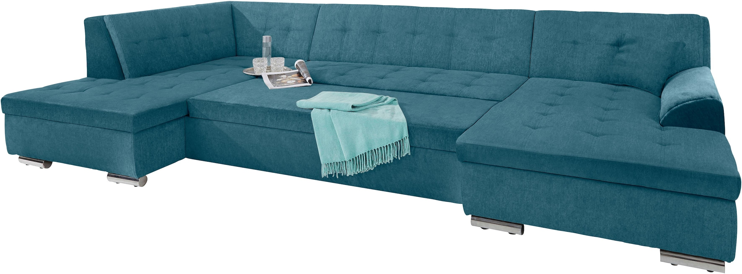 DOMO collection Wohnlandschaft »Aversa U-Form«, wahlweise mit Bettfunktion, frei im Raum stellbar