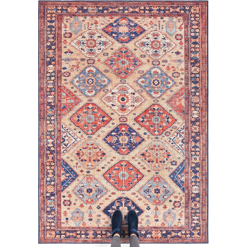ELLE DECORATION Teppich »Afghan Kelim«, rechteckig, 5 mm Höhe, Orient Optik, Vintage Design, Wohnzimmer, Schlafzimmer, Robust, Pflegeleicht, gekettelt, kräftige Farben