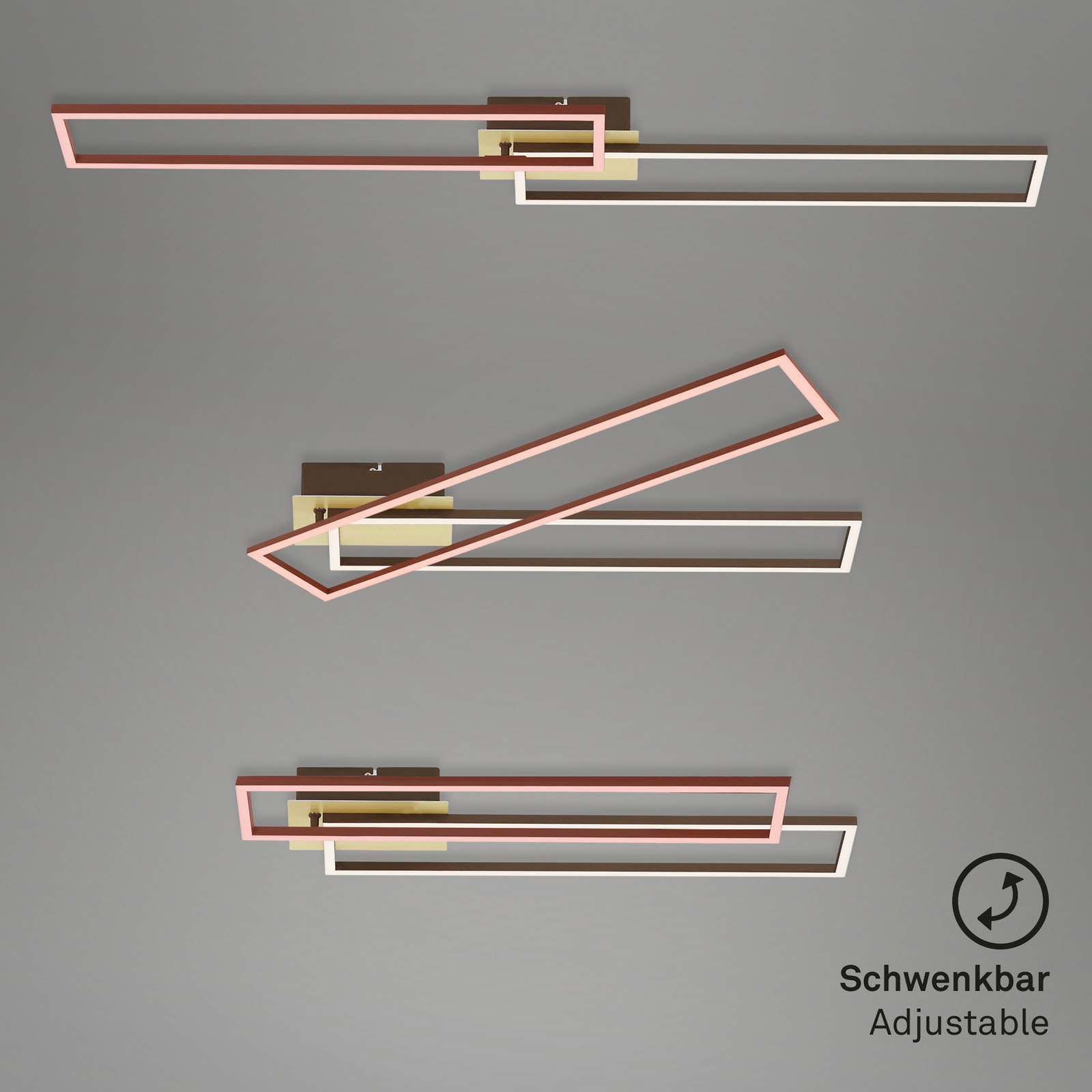 Briloner Leuchten LED Deckenleuchte »3145017 FRAME«, Leuchtmittel LED-Board | LED fest integriert, CCT, RGB, Memory-/Nachtlichtfunktion, Fernbedienung, gold-braun