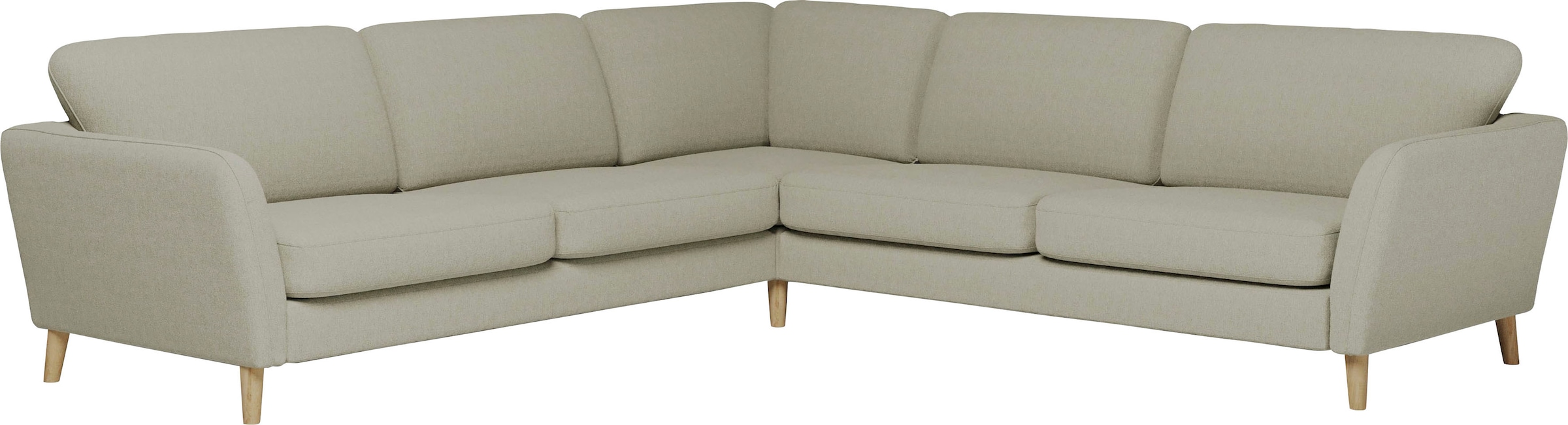 Home affaire Ecksofa »MARSEILLE 278/278 cm, L-Form, Webstoff, Flachgewebe, Filzoptik«, gleichschenklig, Massivholzbeine, Landhausstil, Wellenunterfederung
