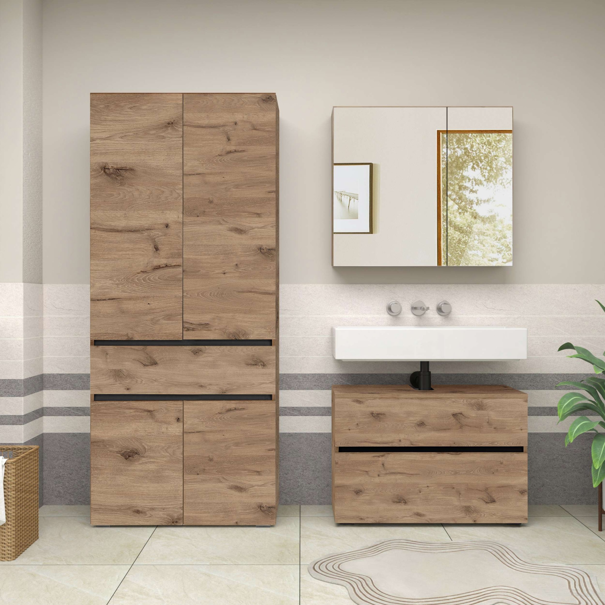 Home affaire Hochschrank »Wisla«, mit 4 Türen & 1 Schublade, Breite 76 cm, Höhe 180 cm