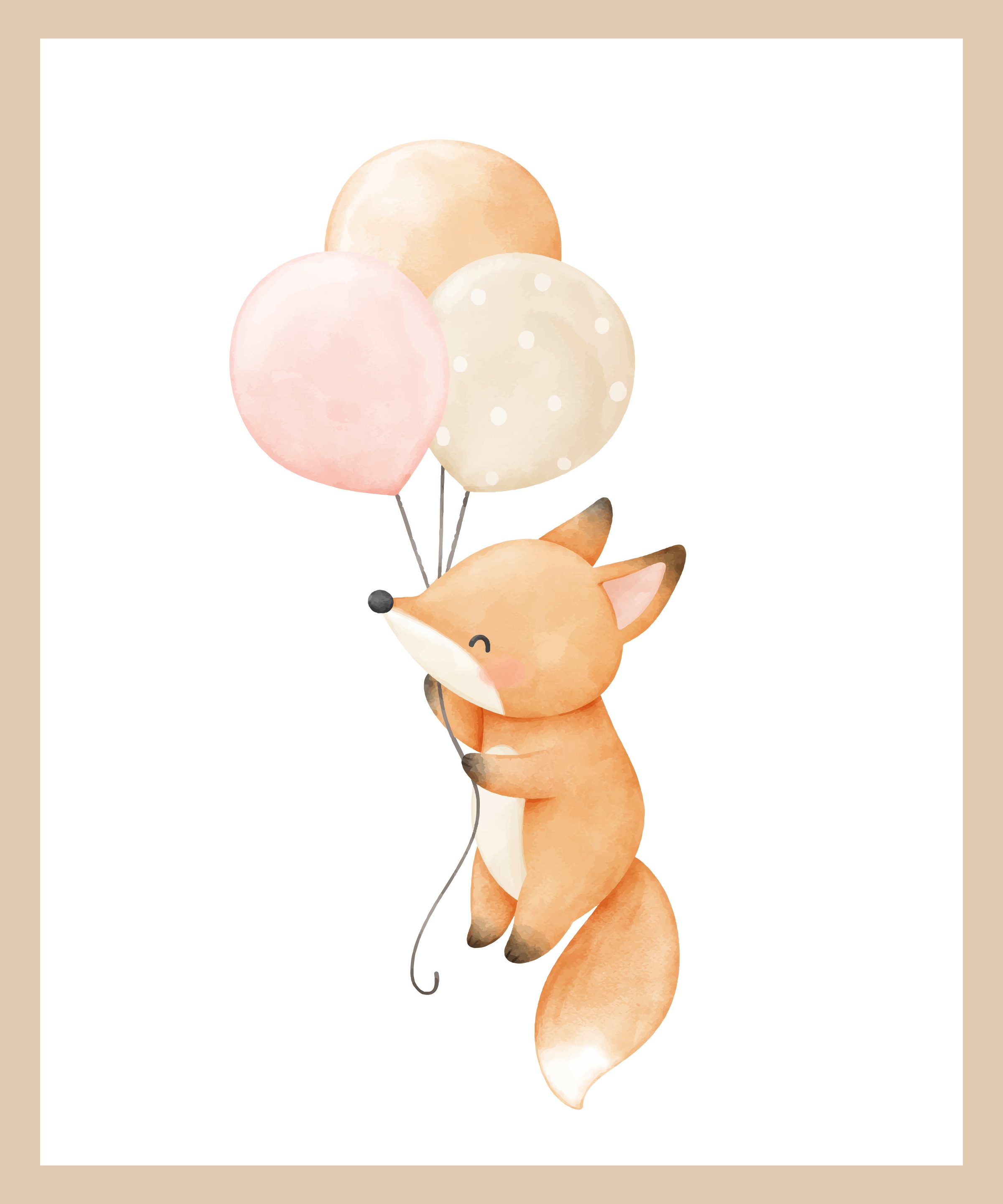 Lüttenhütt Bild mit Rahmen »oder Poster, Fuchs mit Luftballons«, Fantasy-Fü günstig online kaufen