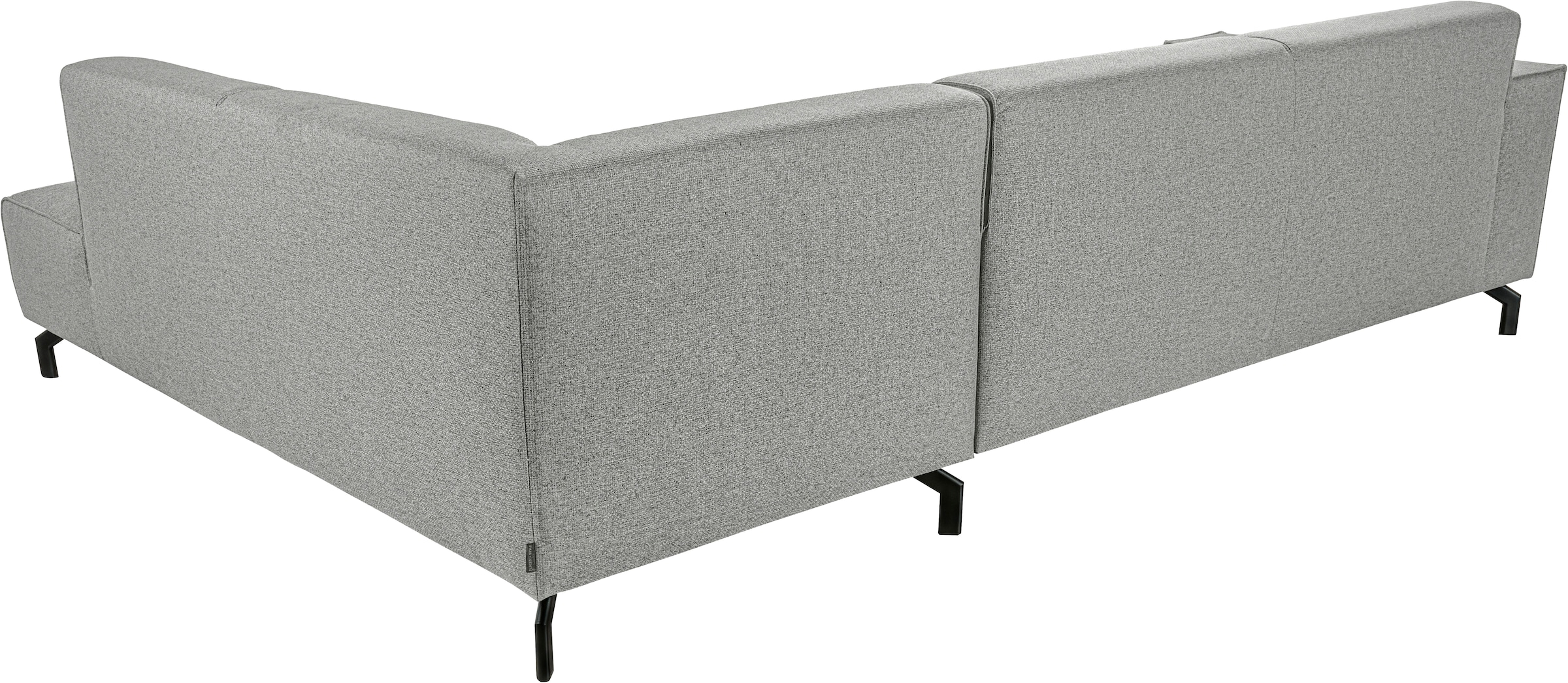Places of Style Ecksofa »Lorcan, Breite 275 cm, weiches Sitzgefühl«, mit schwarzen Metallfüßen, Lederoptik und in weichem Strukturstoff