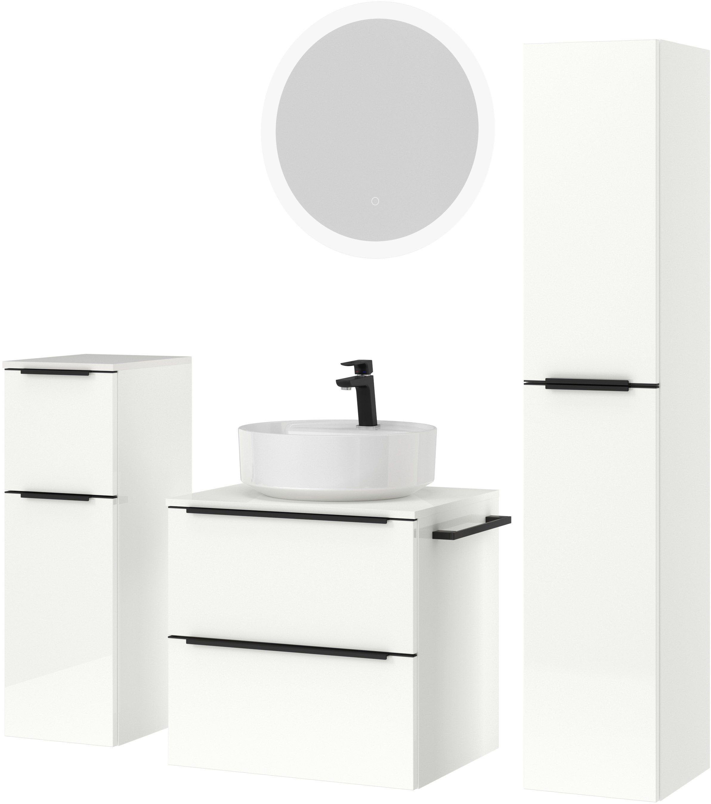 nobilia® Badmöbel-Set »Alvene«, (4 St., vormontiert, mit Soft-Close), Hochg günstig online kaufen