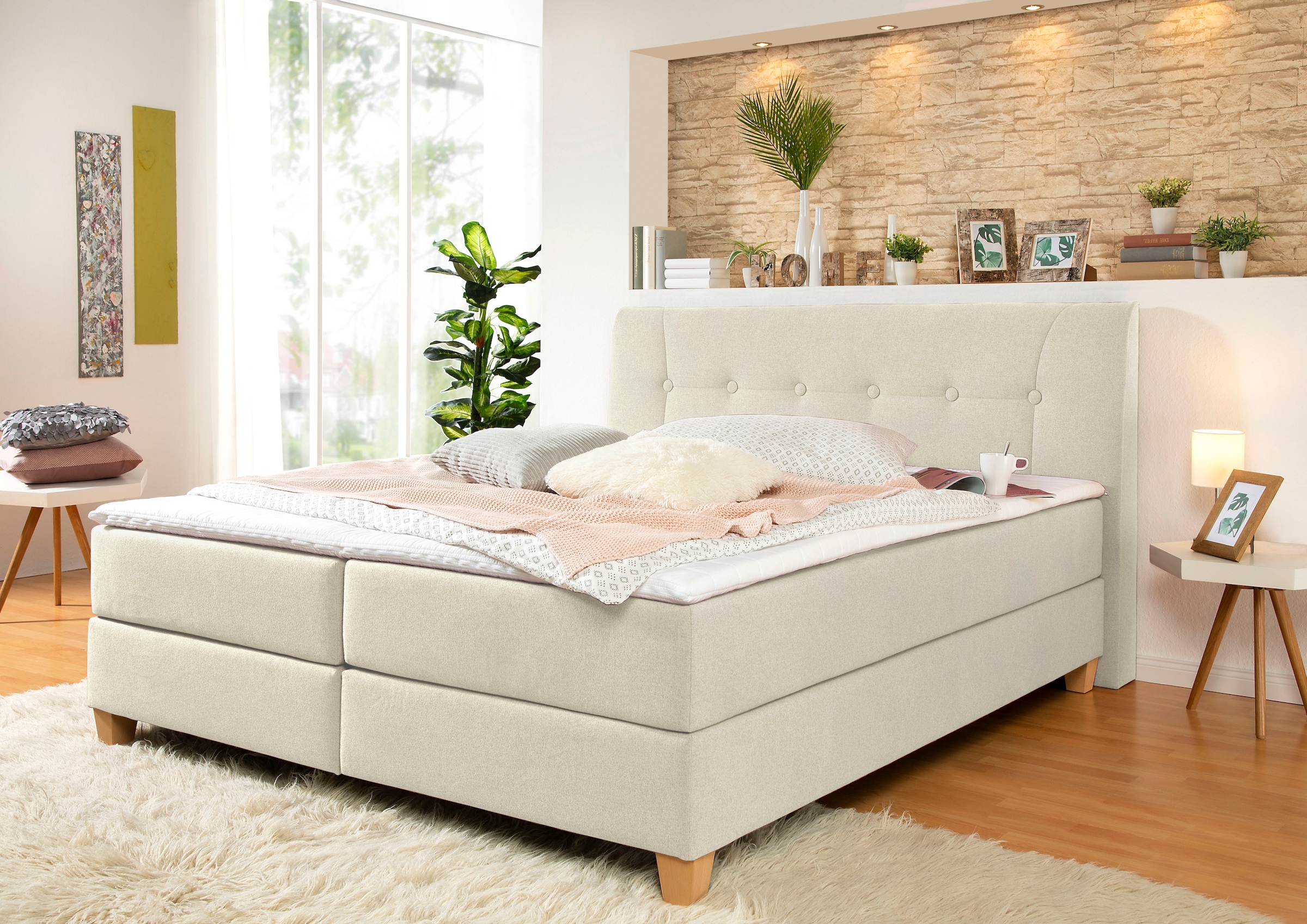 Home affaire Boxspringbett "Calloway", inkl. Topper, XXL-Ausführung, in 4 F günstig online kaufen