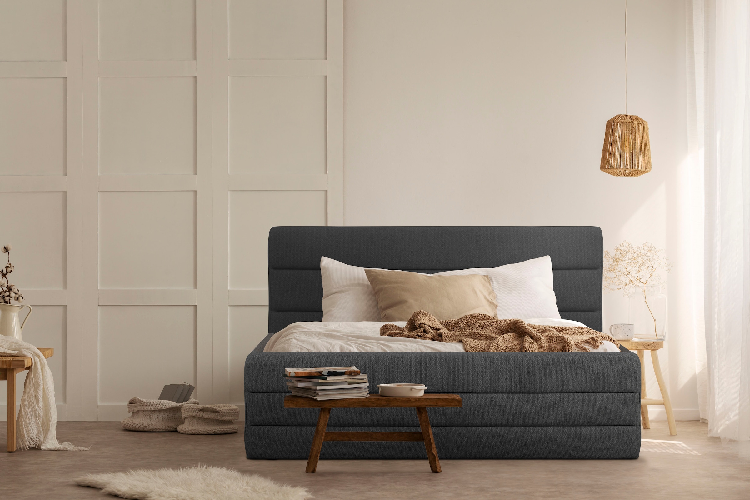 OTTO products Polsterbett "Merrit" Quernaht im Kopf- und Fußteil, in 5 Brei günstig online kaufen