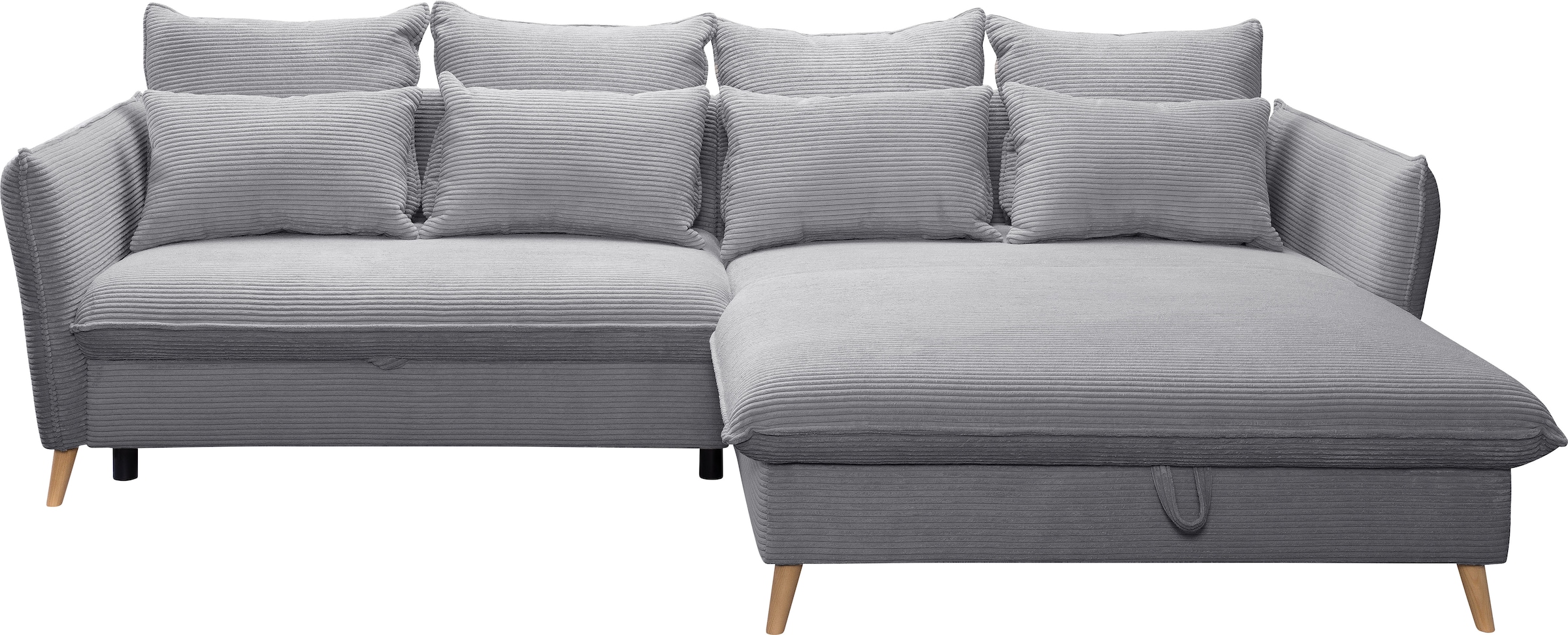 exxpo - sofa fashion Ecksofa »WALPY, elegant und modern, hoher Sitzkomfort, schmale Armlehnen«, L-Form, wahlweise mit Bettfunktion und Bettkasten, in Cord