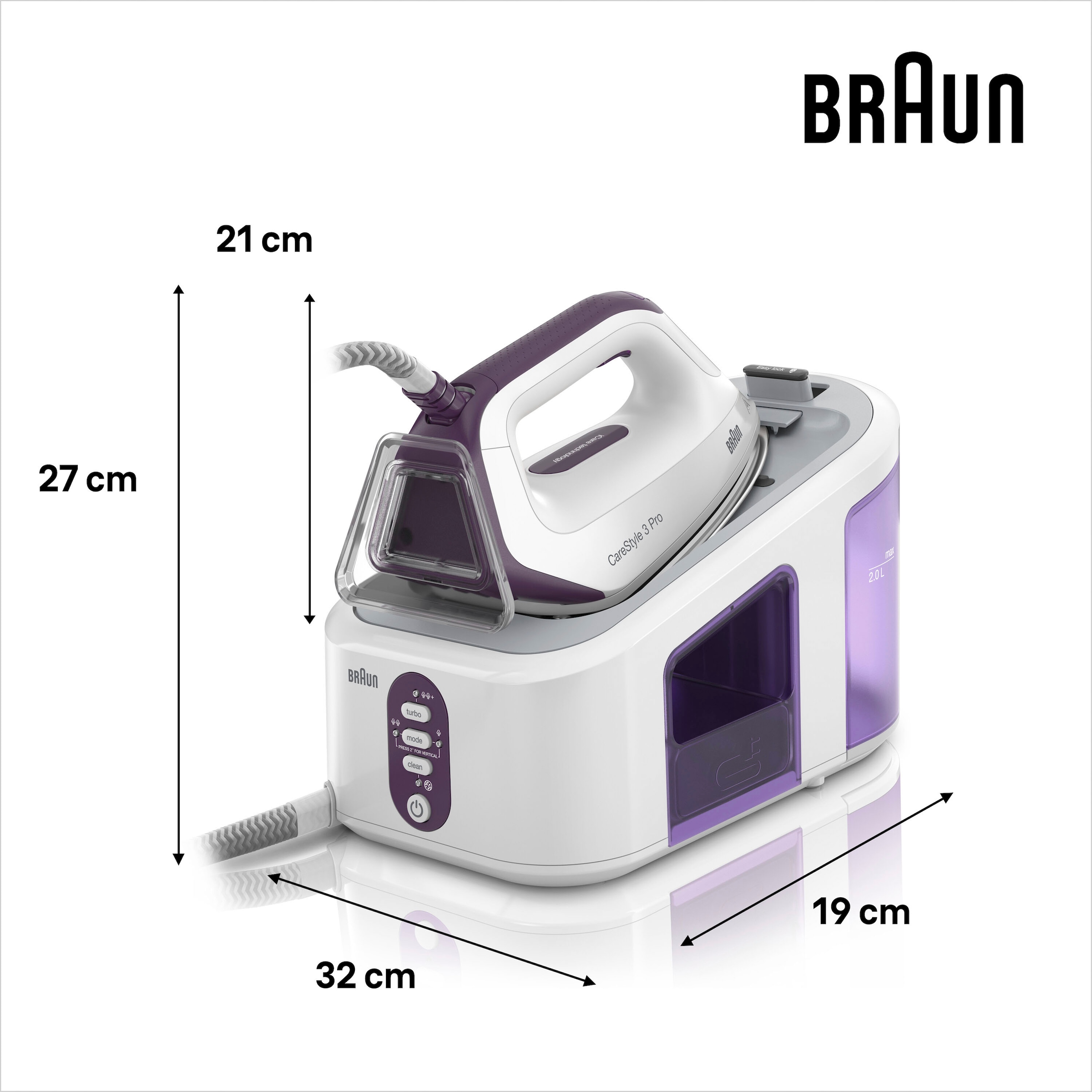 Braun Dampfbügelstation »CareStyle IS 3155«, violett, max. Dampfmenge  430g/min, Rückwärtsbügeln über Knöpfe online kaufen