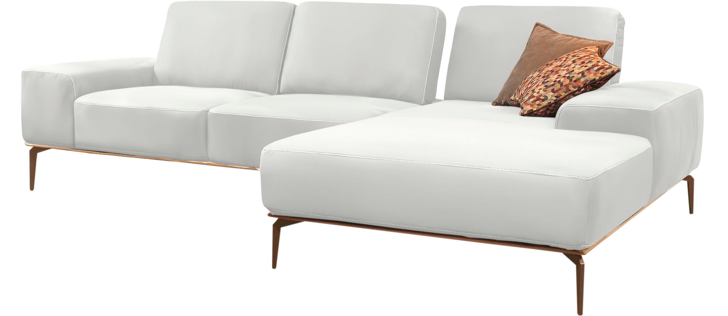 W.SCHILLIG Ecksofa »run, Designsofa mit tollem Sitzkomfort, L-Form«, mit Holzsockel, Füße in Bronze pulverbeschichtet, Breite 299 cm