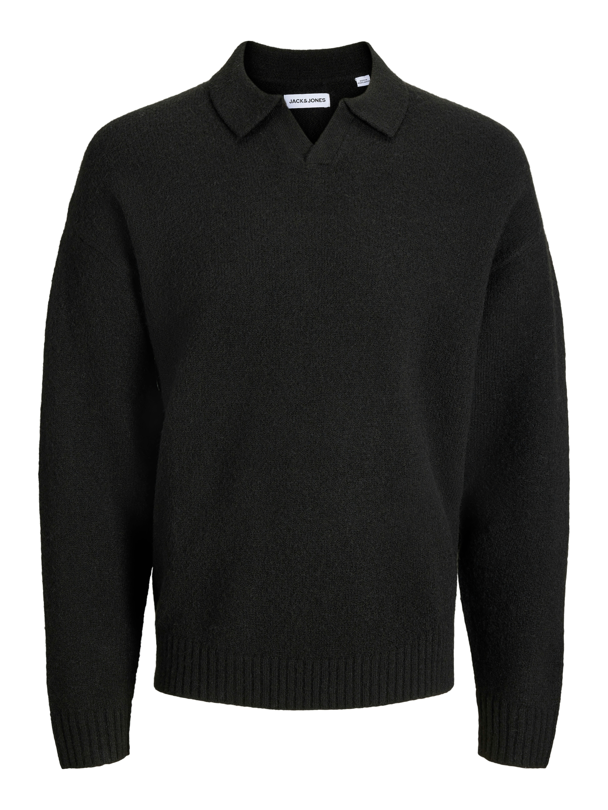 Jack & Jones Polokragenpullover »JJESOHO OLLIE KNIT SPLIT NECK SN« Materialmix, regular fit