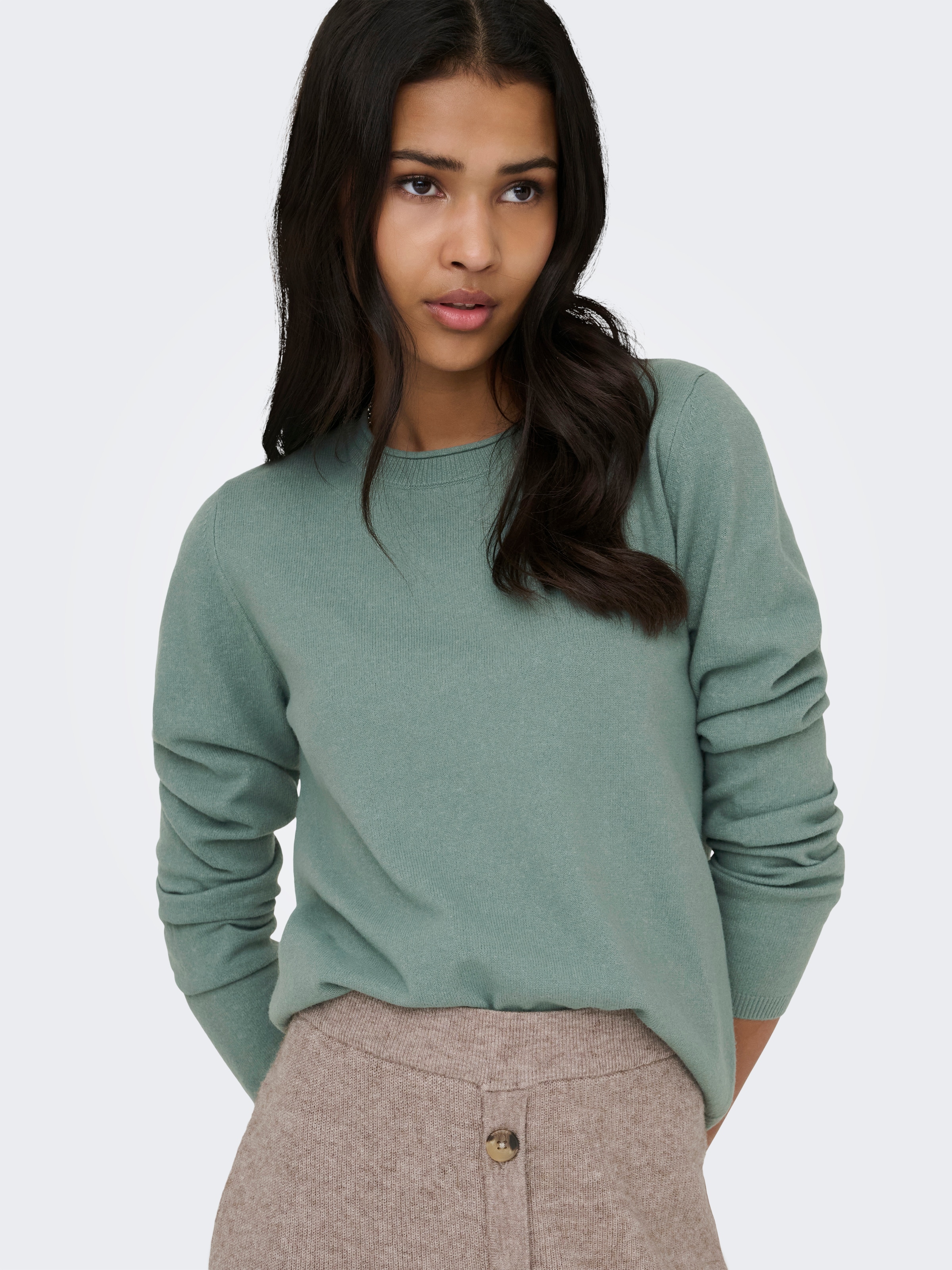 ONLY Strickpullover »ONLLOYAL LS ONECK KNT NOOS« Materialmix