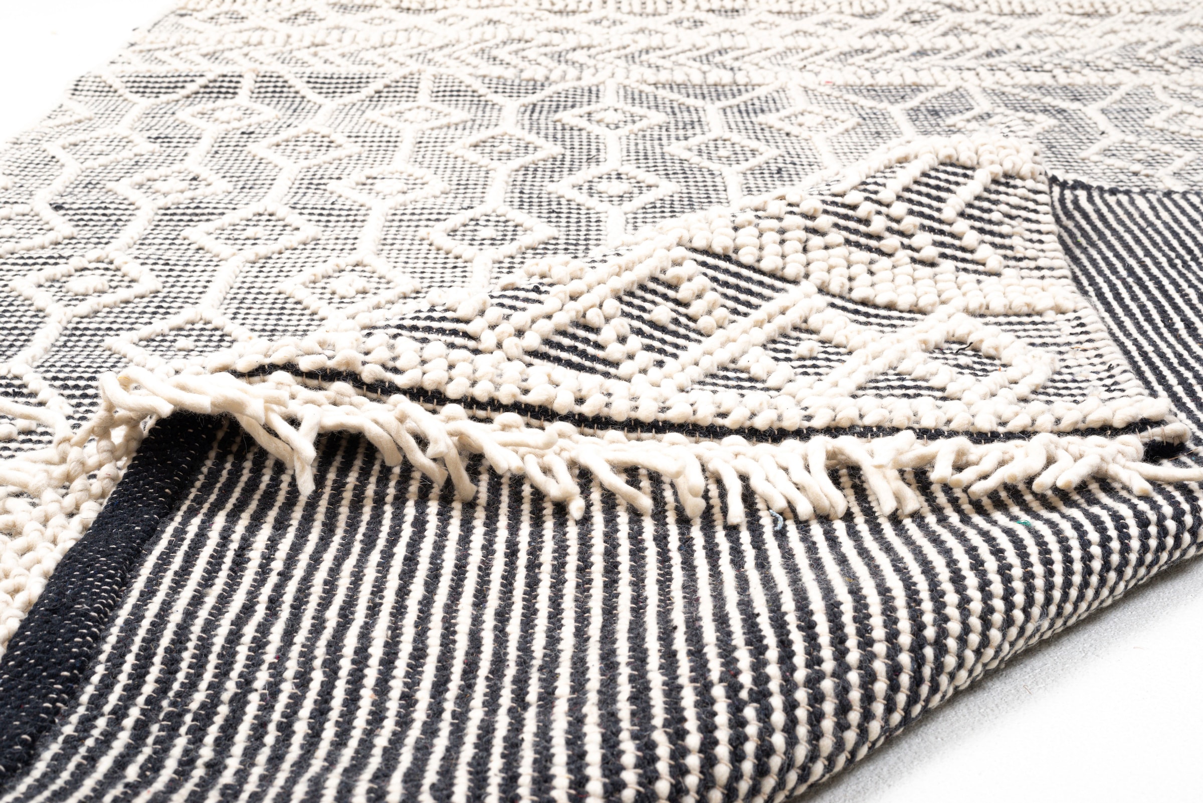 TOM TAILOR HOME Teppich »Colored Macrame«, rechteckig, 10 mm Höhe, Handweb Teppich, reine Wolle, handgewebt, mit Fransen, Scandi Design