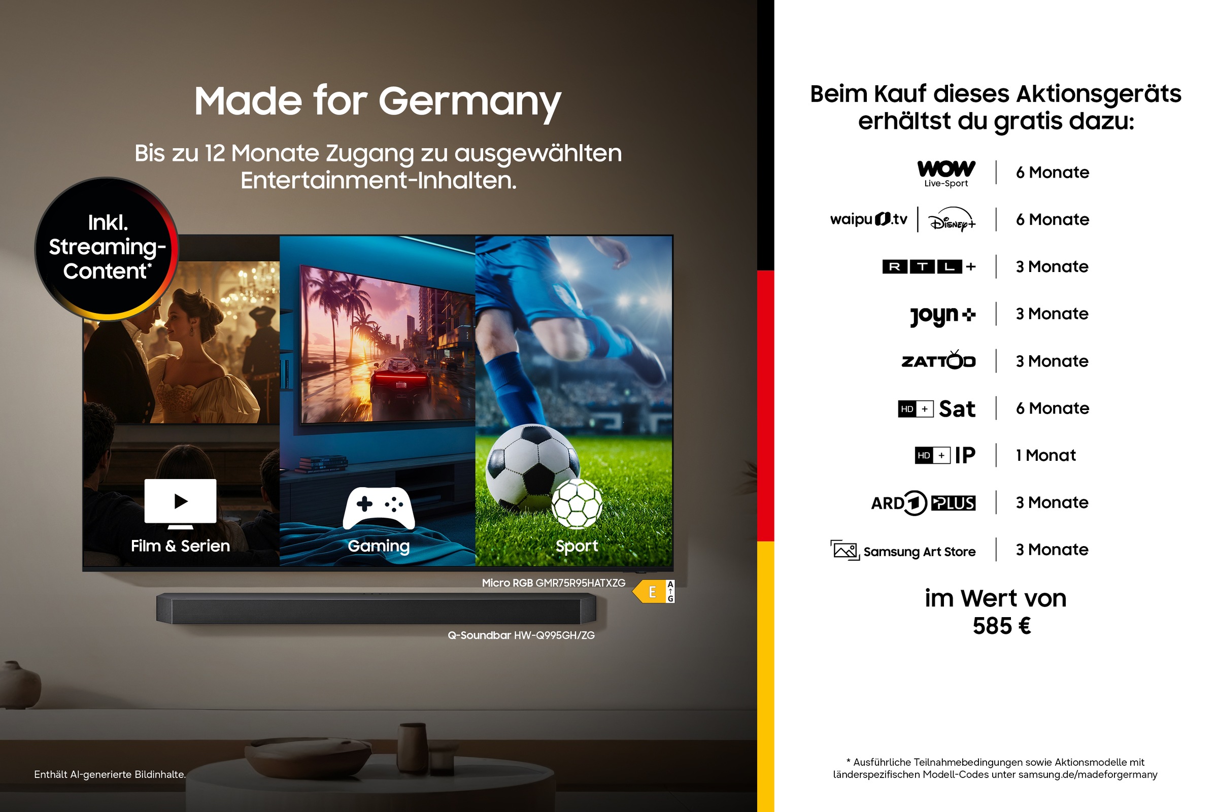 Samsung LCD-LED Fernseher »GMR75R85HAU« 189 cm/75 ″ Smart-TV Micro RGB, 100% BT.2020 Farbraum, Motion Xcelerator 144Hz, Dolby Atmos