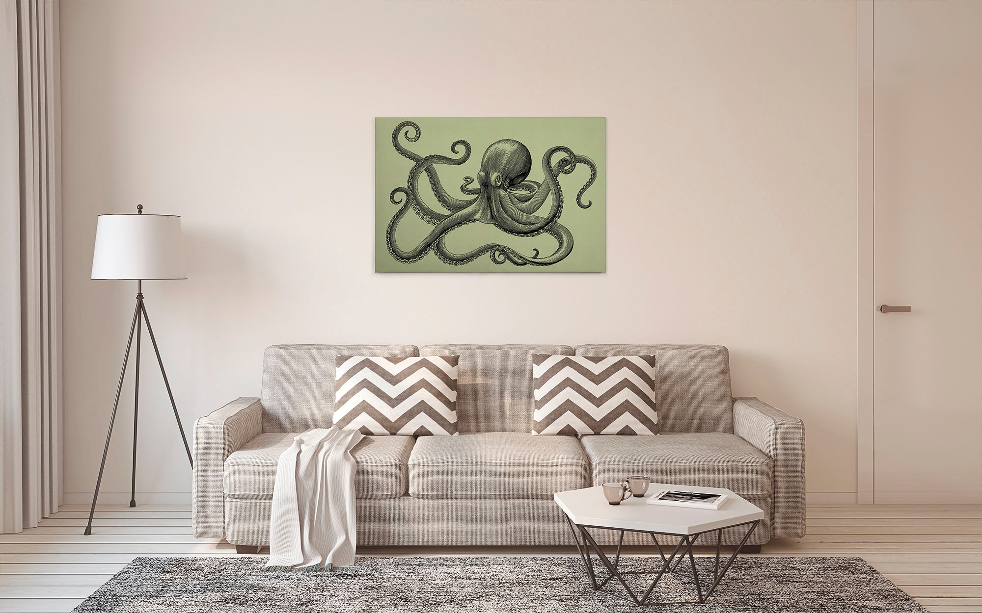 A.S. Création Leinwandbild »jules 3«, Kunst-Tiere-Kinder, (1 St.), Keilrahmen Octopus Krake Grün Schwarz Leinwand-Bild Wohnzimmer modern