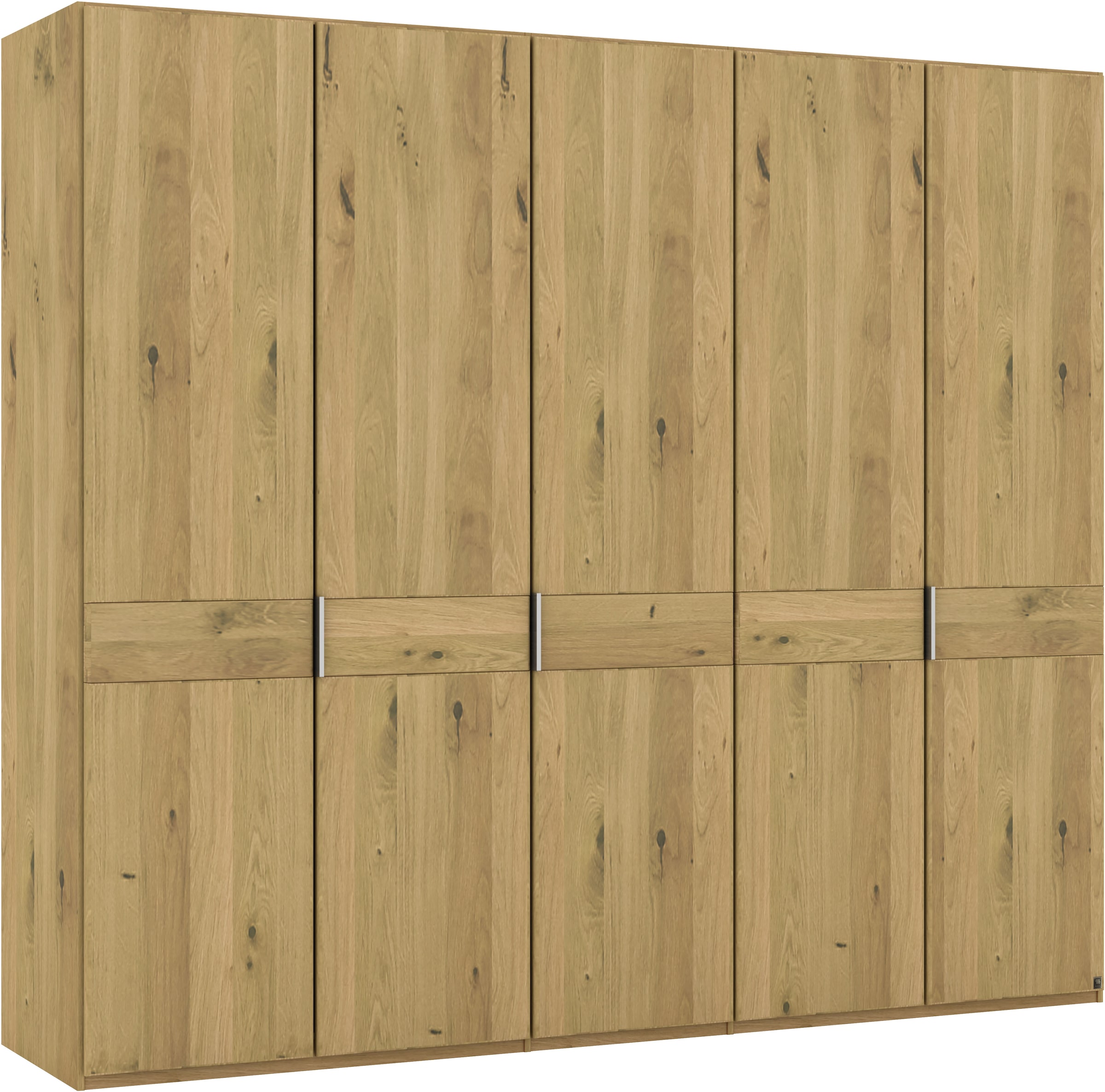 Musterring Drehtürenschrank »Savona, Kleiderschrank, Schrank, Garderobe, teilmassiv Eiche«, (mit Türdämpfern, in 5 Breiten & 2 Höhen, extra Böden, MADE IN GERMANY), Türen in Bianco-Eiche massiv, mit Querriegel, verschiedene Größen