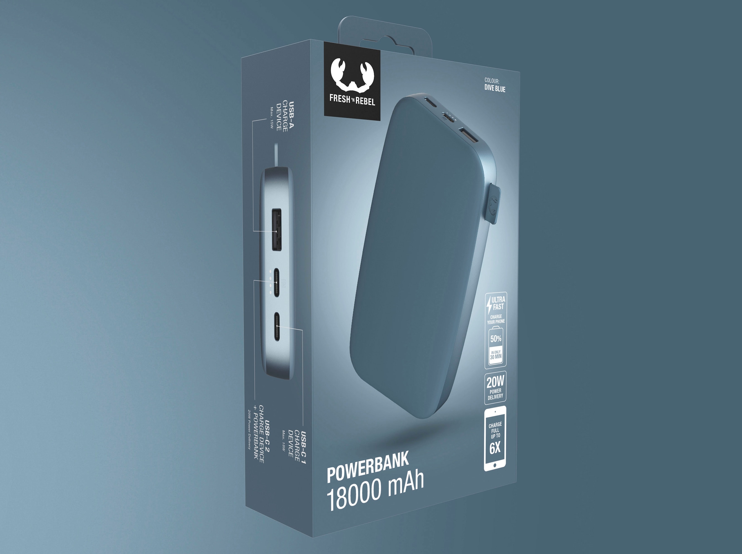 Fresh´n Rebel Powerbank »Power Pack 18000mAh mit USB-C, Ultra Fast Charge & 20W PD«