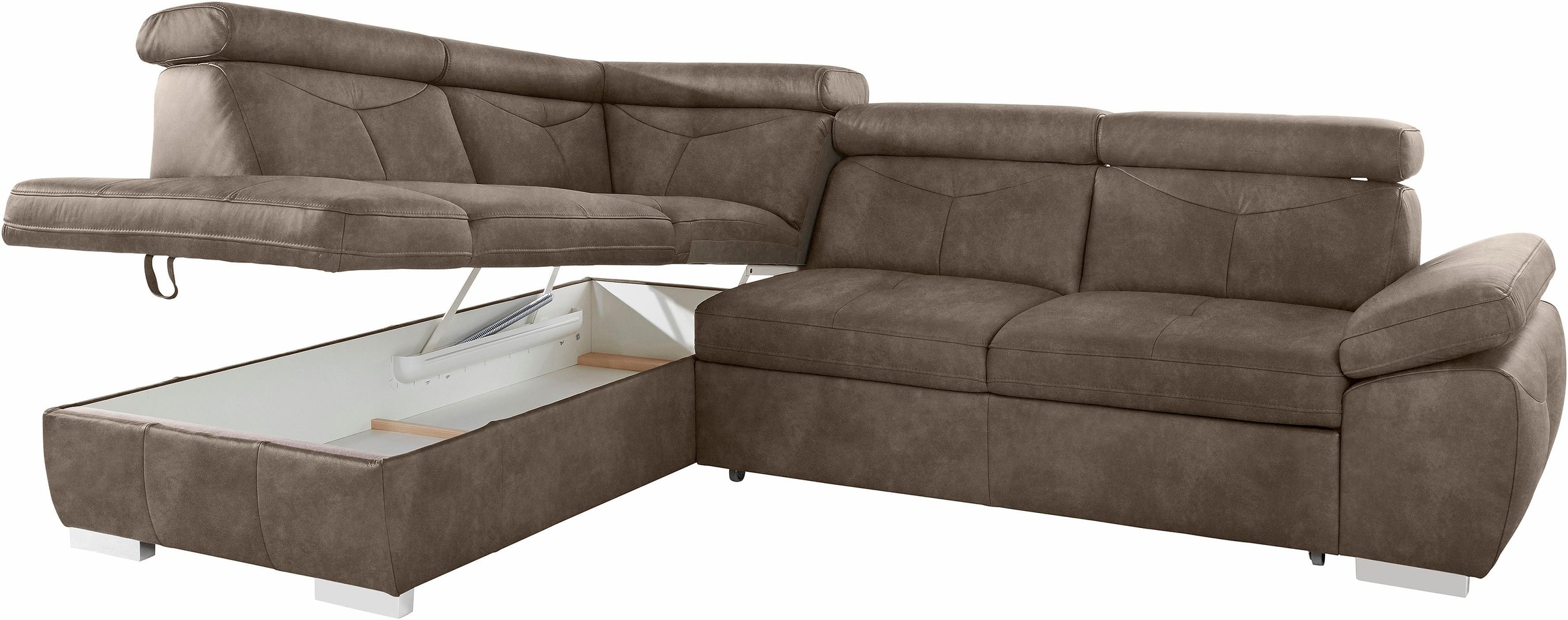 exxpo - sofa fashion Ecksofa »Spring, super bequem und komfortabel mit Armteil- und Kopfteilfunktion«, wahlweise mit Bettfunktion und Bettkasten, L-Form