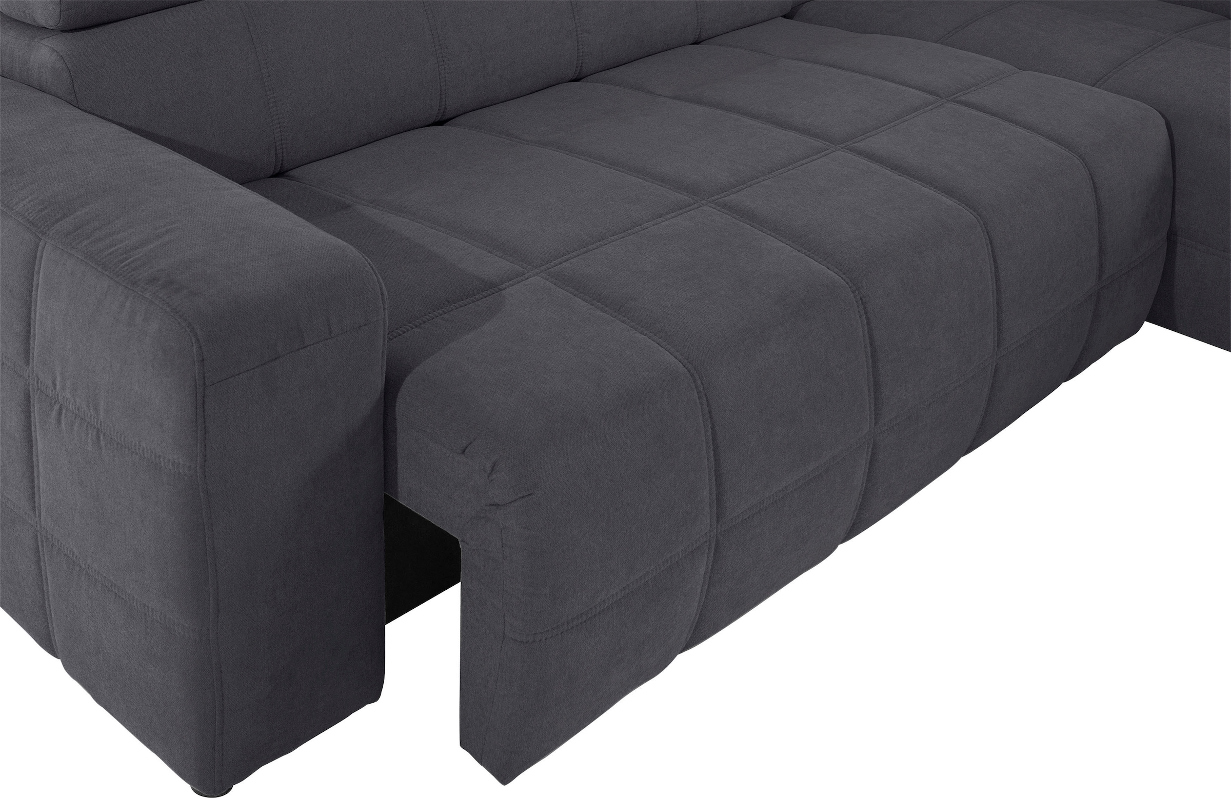 DOMO collection Ecksofa »Brandon L-Form, auch in Leder«, inklusive Kopfteilverstellung, wahlweise mit Sitztiefenverstellung