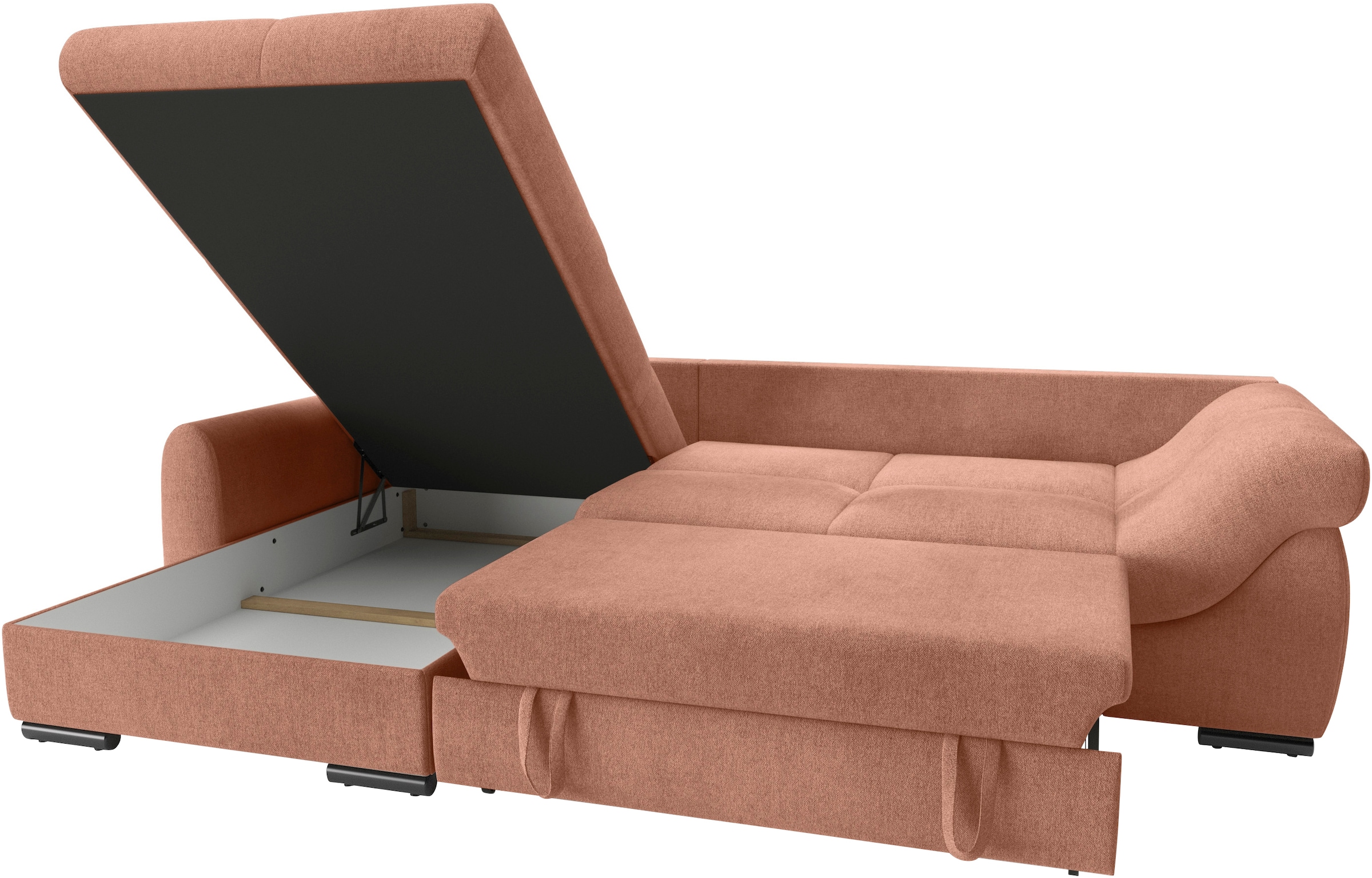 Mr. Couch Ecksofa »Livorno L-Form«, inkl. Hochschläfer-Bettauszug, XL-Bettkasten weiß beschichtet