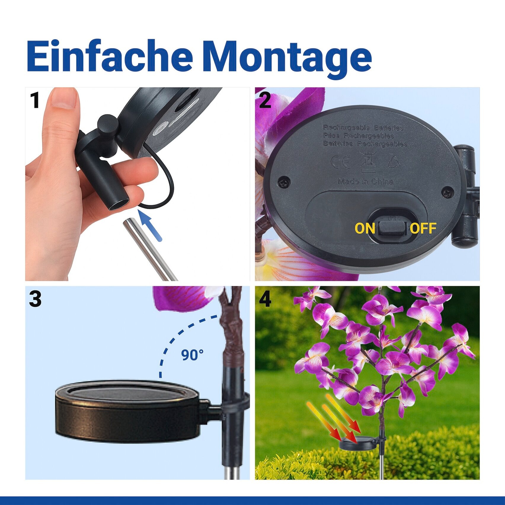 Maximex LED Gartenleuchte »Modell Orchidee« 2 Stk. Extra-Warmweiß LED Gartenstecker, solarbetriebene Gartenbeleuchtung, 2 Einstellungen