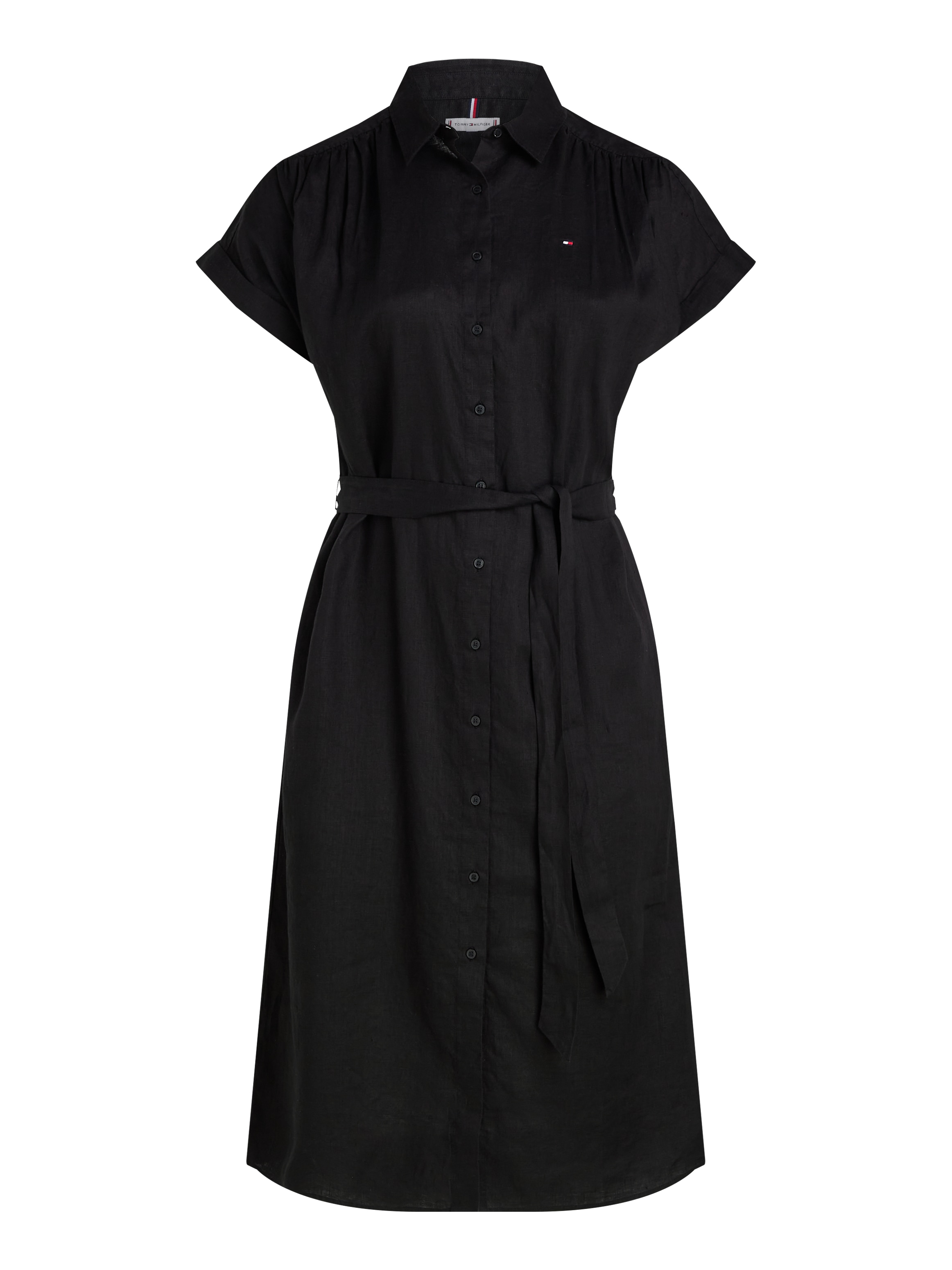 Tommy Hilfiger Curve Midikleid »CRV ESS LI BELTED S/S MIDI DRESS«, in Großen Größen, mit Gürtel, Logostickerei