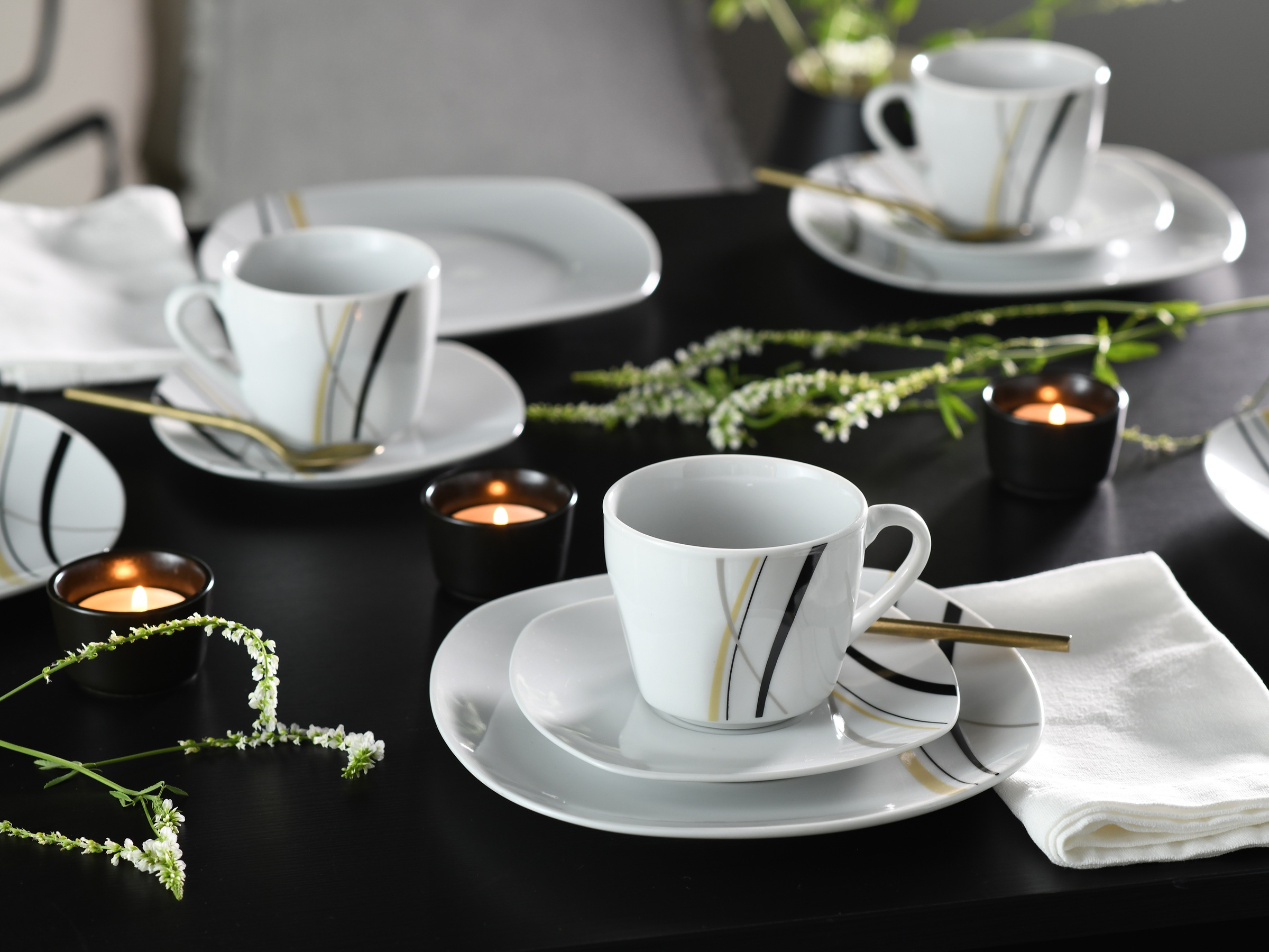 CreaTable Kaffeeservice »Square City Line, Kaffee-Service 18-tlg«, (Set, 18 tlg.), Moderner Urban Style