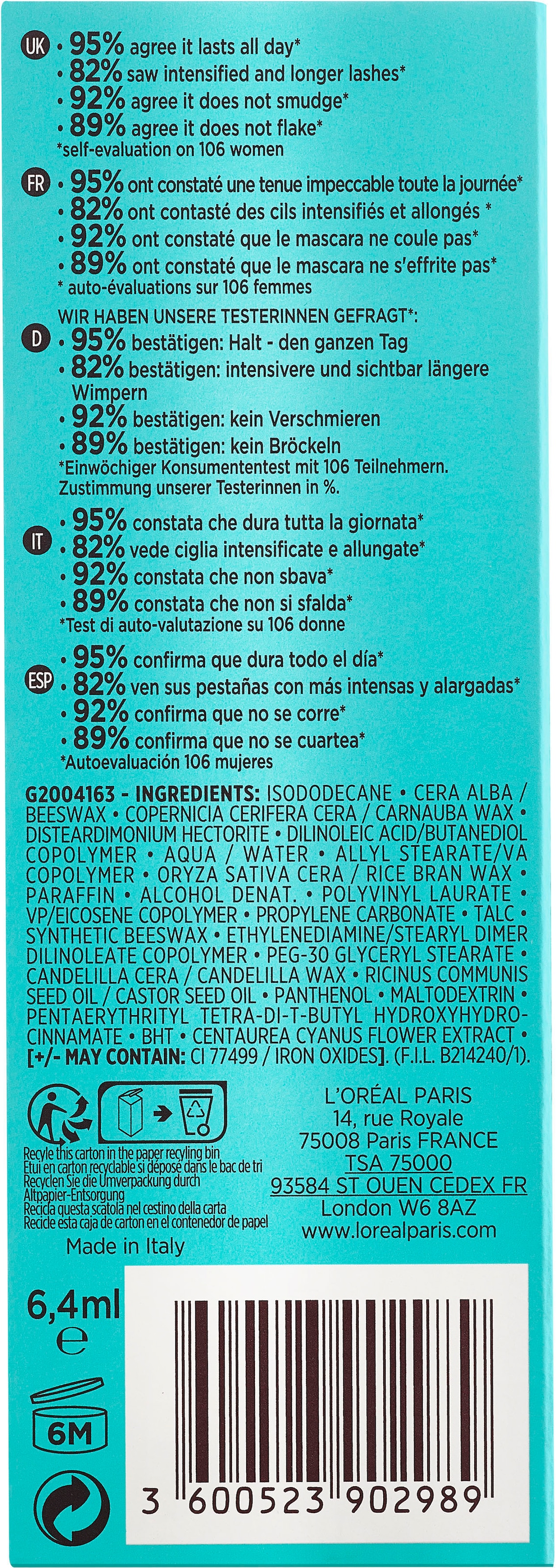 L'ORÉAL PARIS Mascara »Lash Paradise Waterproof«, mit cremiger Formel