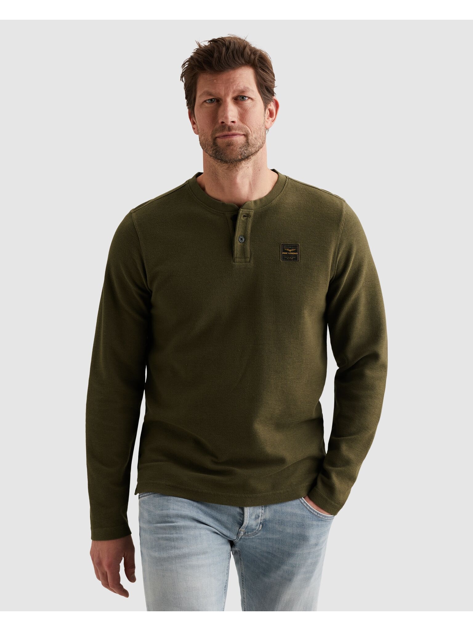 PME LEGEND Henleyshirt mit Logo-Badge