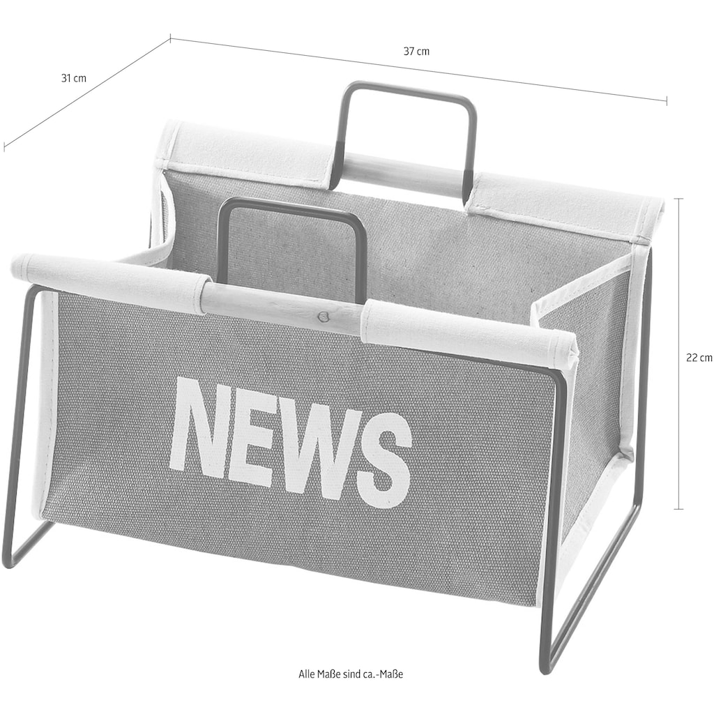 locker Zeitungsständer »Zeitungsständer aus Metall, schwarz und Canvas grau«