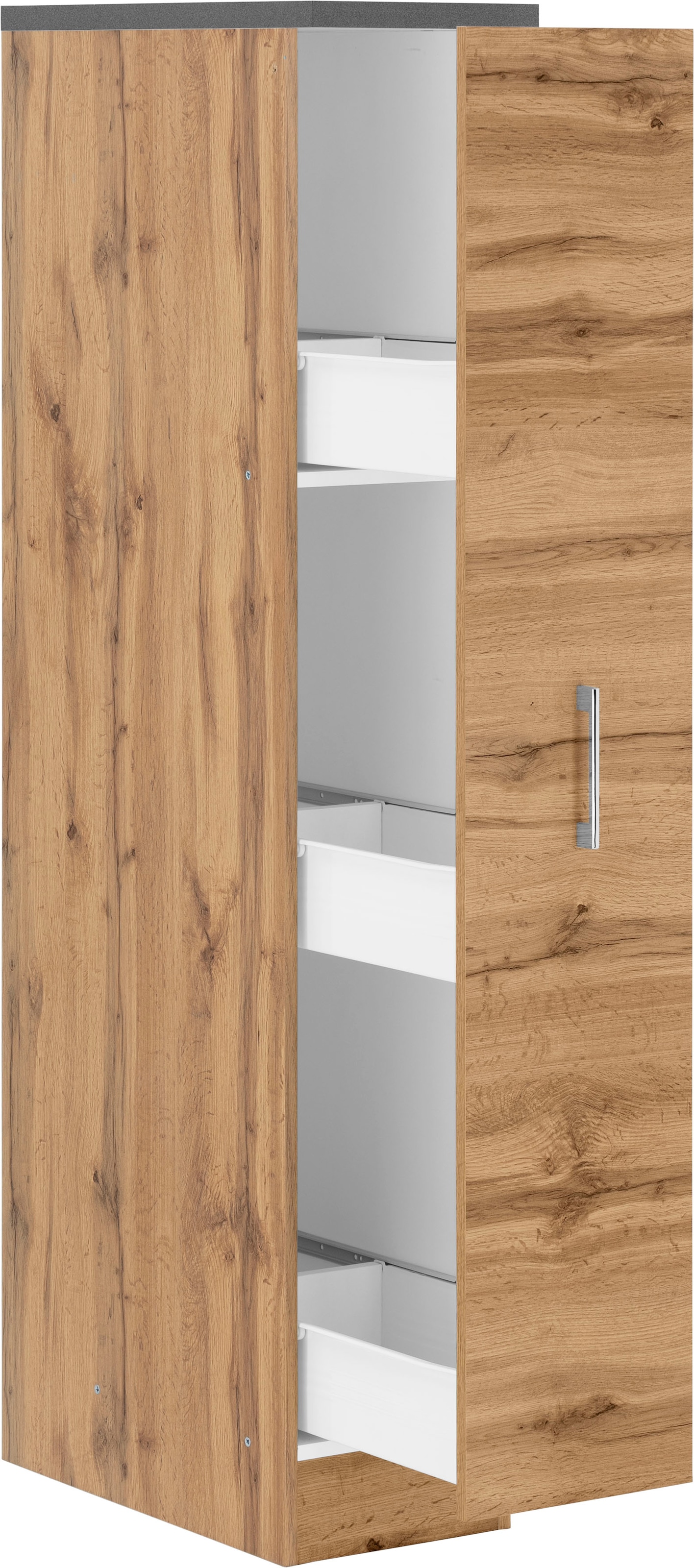 KOCHSTATION Apothekerschrank »KS-Colmar«, 30 cm breit, 165 cm hoch, mit 3 Ablagen, mit Metallgriff