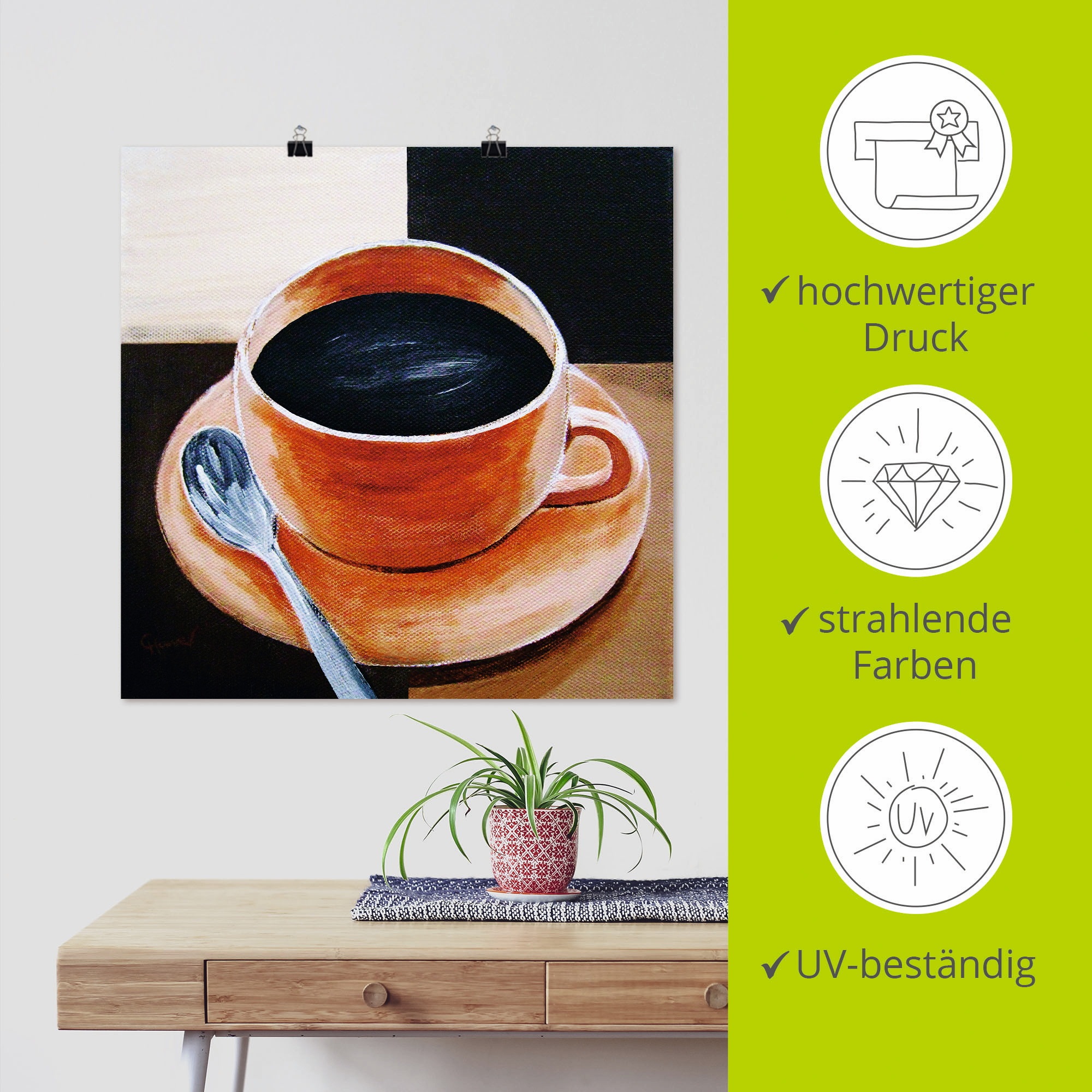 Artland Wandbild »Kaffee«, Getränke, (1 St.), als Leinwandbild, Poster in verschied. Größen
