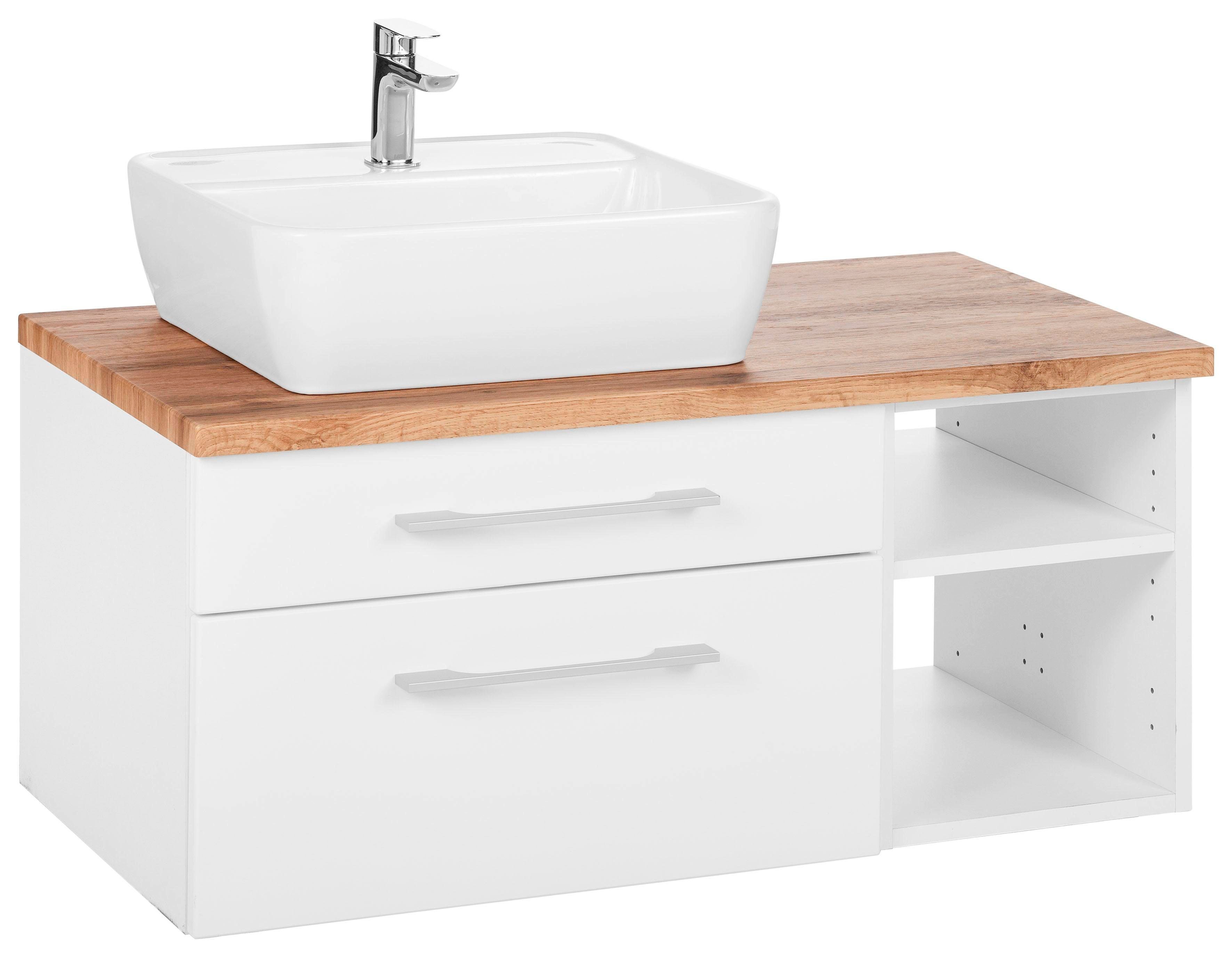 Waschbeckenunterschrank „Davos“, Bad, Waschtisch inkl. Waschbecken, Breite 90 cm, weiß B/H/T: 90 cm x 55 cm x 47 cm