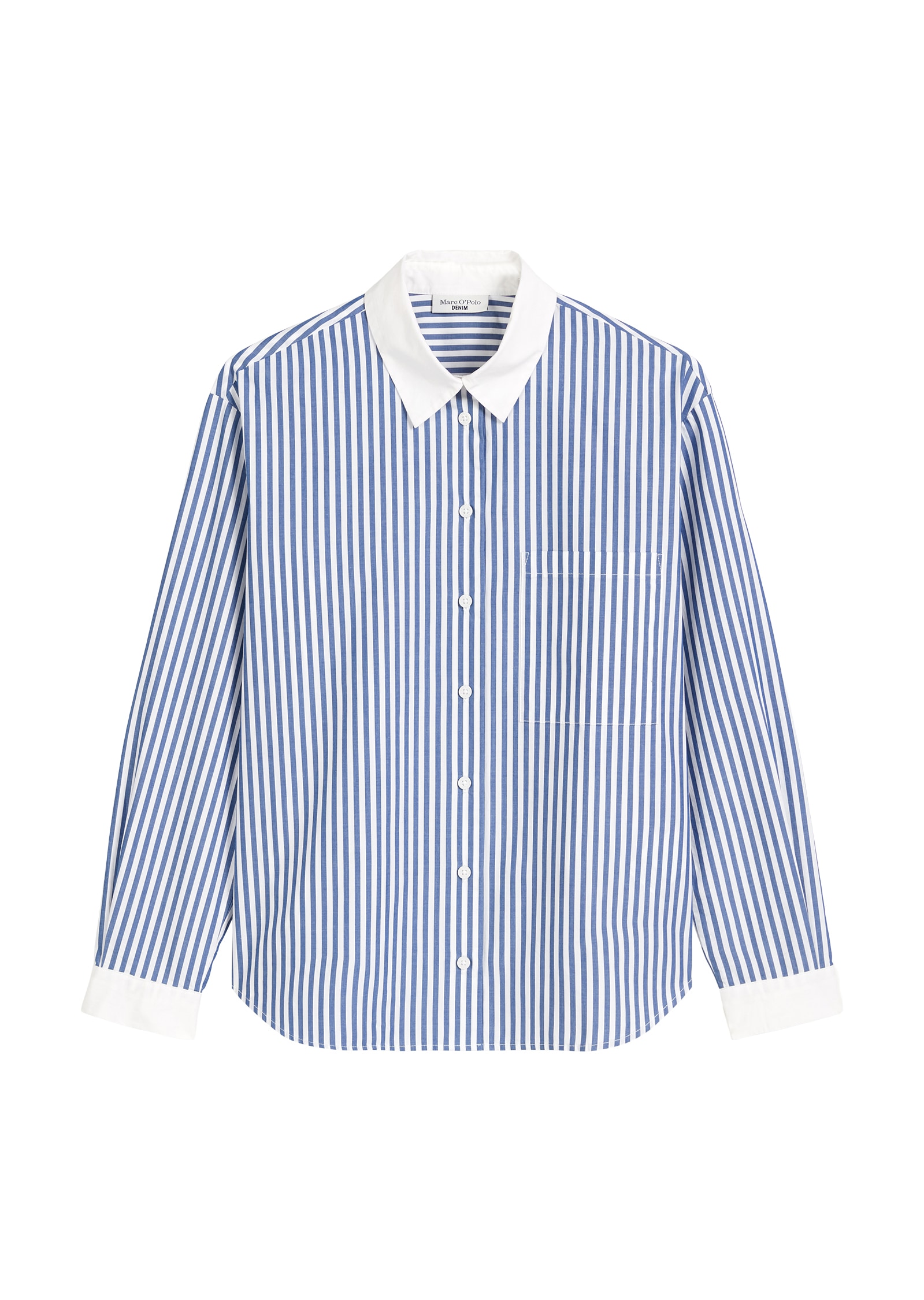 Marc O'Polo DENIM Langarmbluse, gestreift, weißer Kragen und Manschette