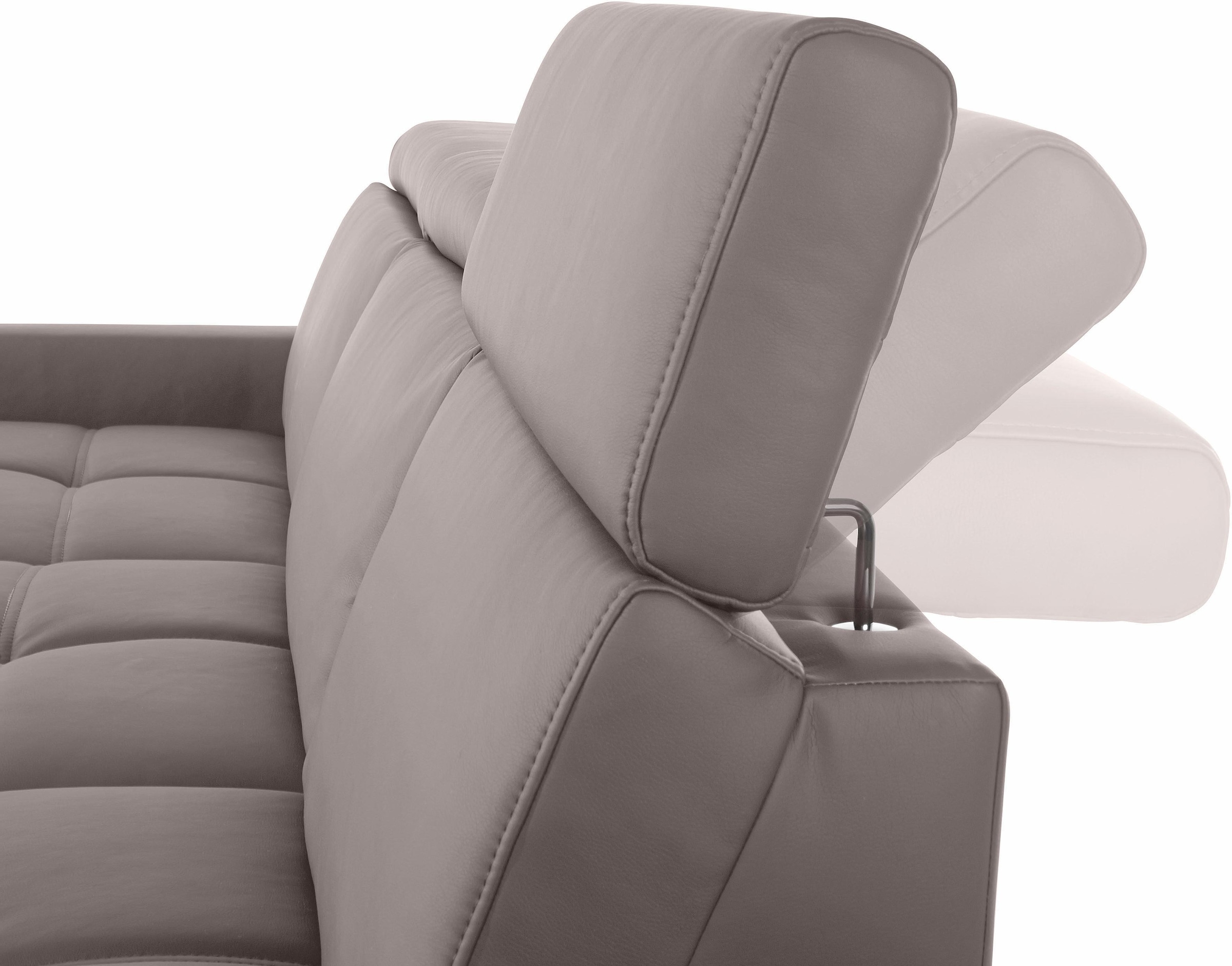 DOMO collection Ecksofa »Ava mit moderner Sitzheftung & toller Doppelnaht, komfortabel, L-Form«, mit Recamiere, inkl. Federkern, wahlweise mit Kopfteilverstellungen