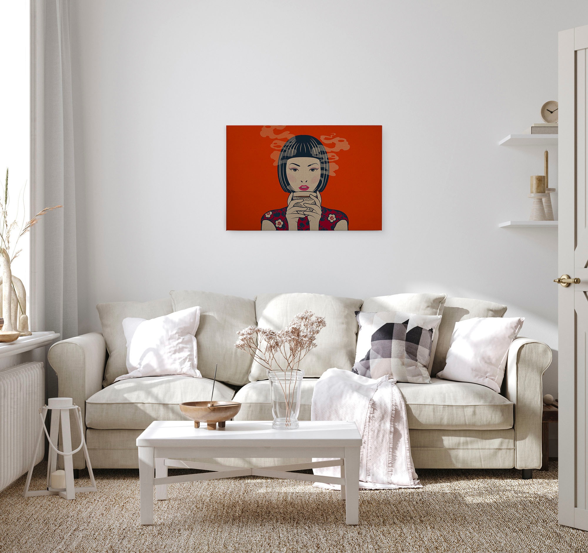 A.S. Création Leinwandbild »akari«, Kunst-Gemälde-Kinder, (1 St.), Keilrahmen Bild Asiatisch Frau Leinwand-Bild Wohnzimmer modern Kinder