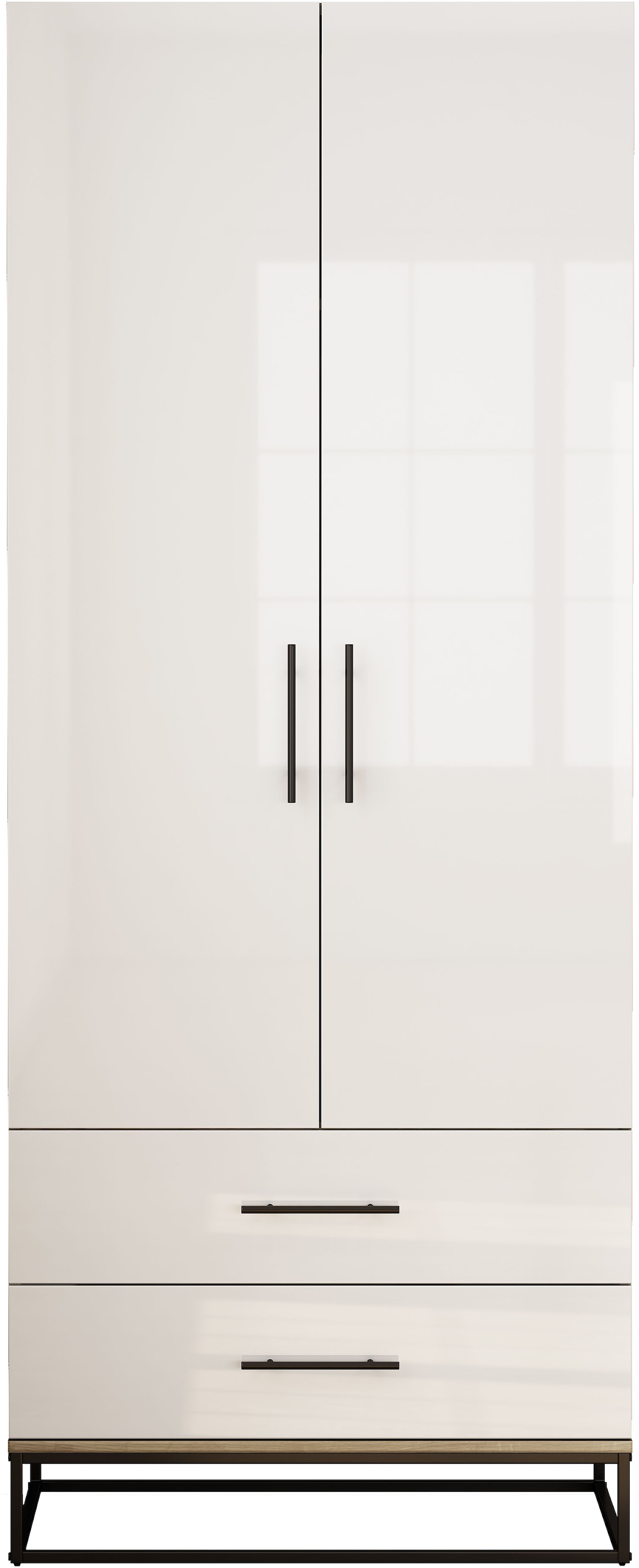 OTTO home Kleiderschrank »Lucca Schlafzimmerschrank Garderobe hochglanz Bestseller« Hochwertige schwarze Griffe und Kufengestell, 