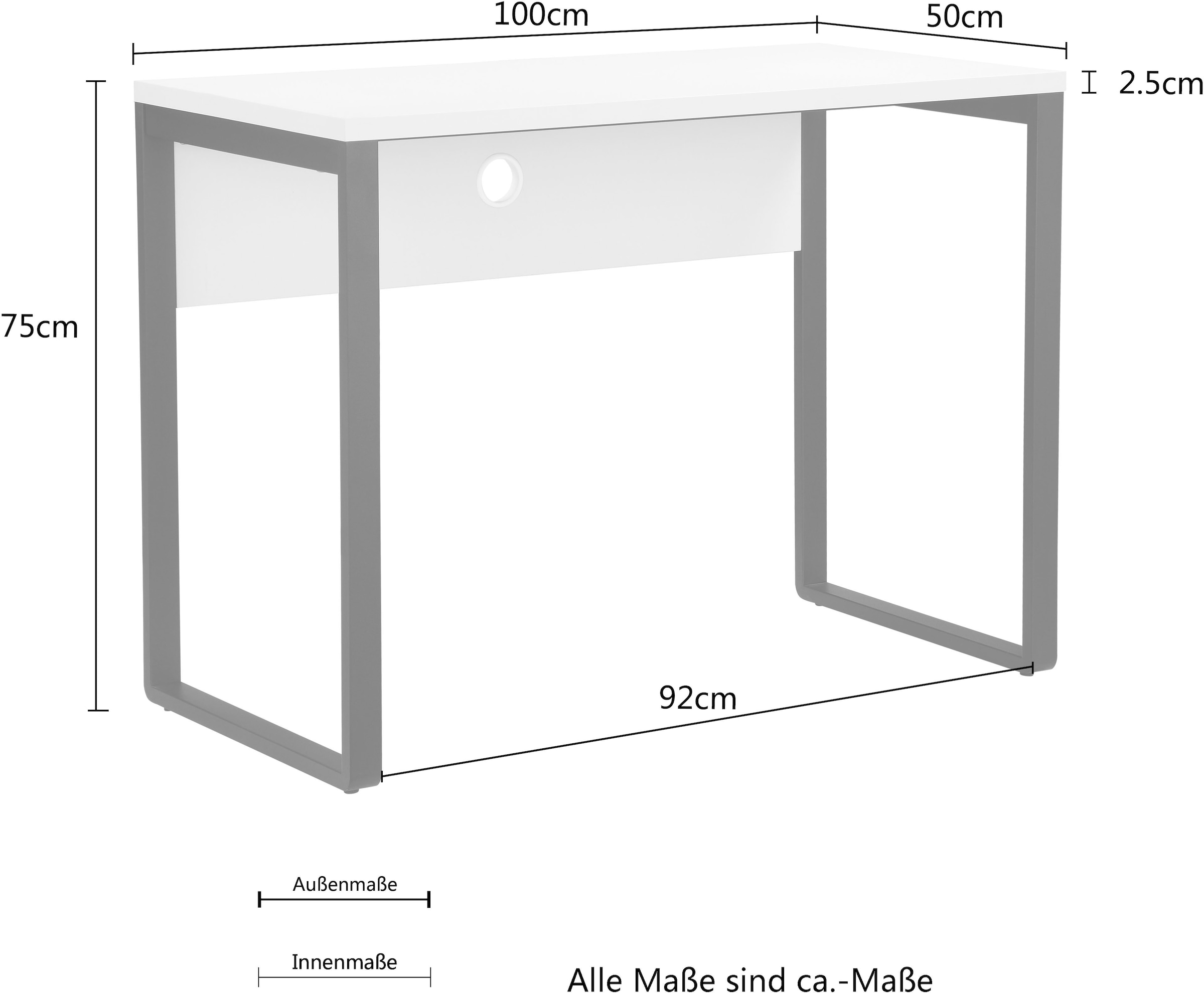 Places of Style Schreibtisch »Moid«, Computertisch, Kabeldurchlass, Metallkufen, Breite 100 cm