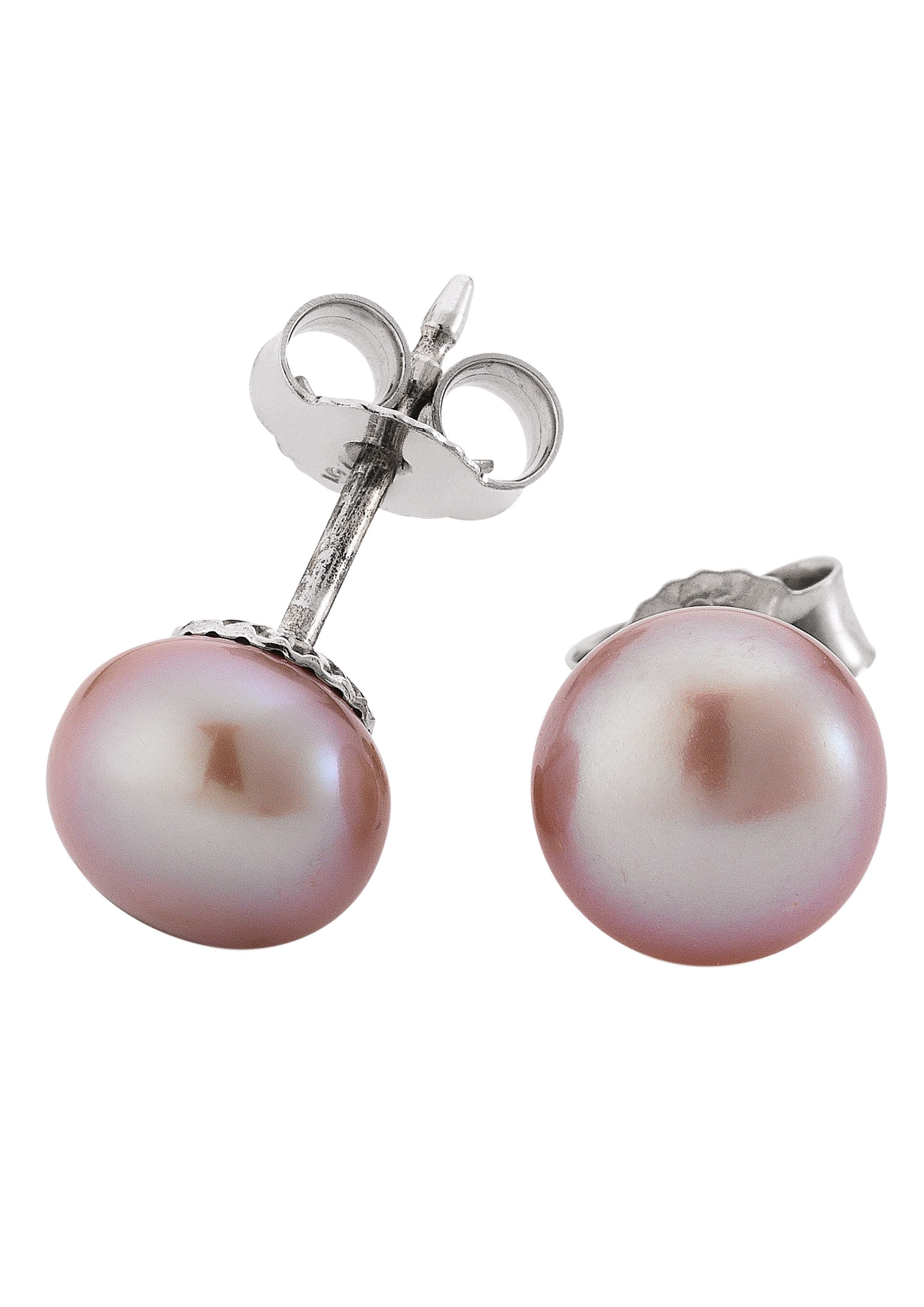 Perlenohrringe „La mia perla, R7“, mit Süßwasserzuchtperlen Silber-925-perlrosa 7